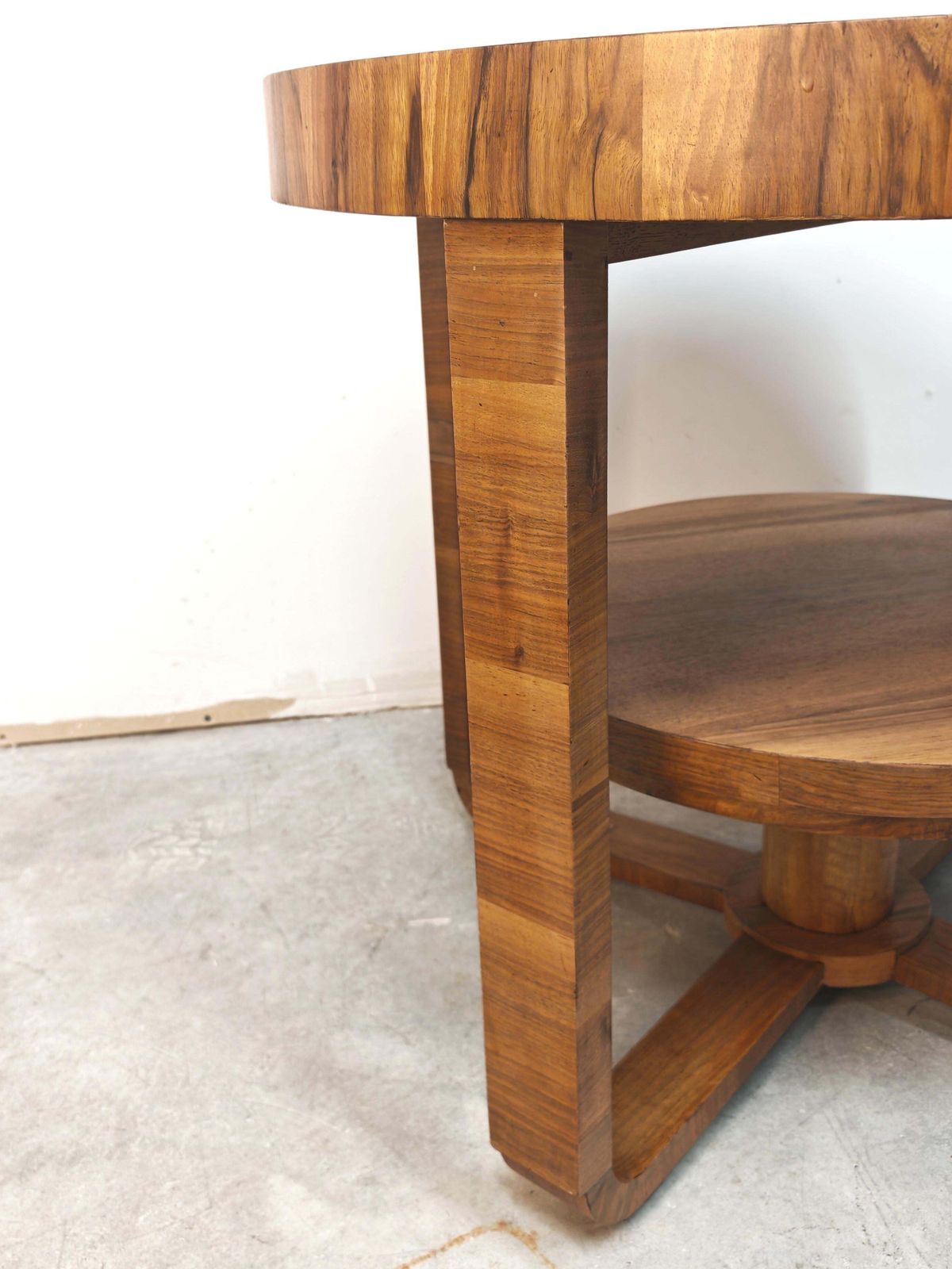 photo for sale Art Deco 2 Tier Occasional Table In Walnut, France 1930s