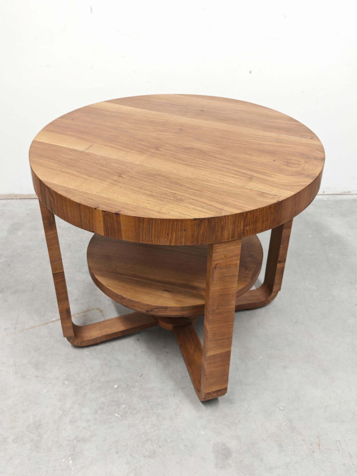Furniture Art Deco 2 Tier Occasional Table In Walnut, France 1930s photo