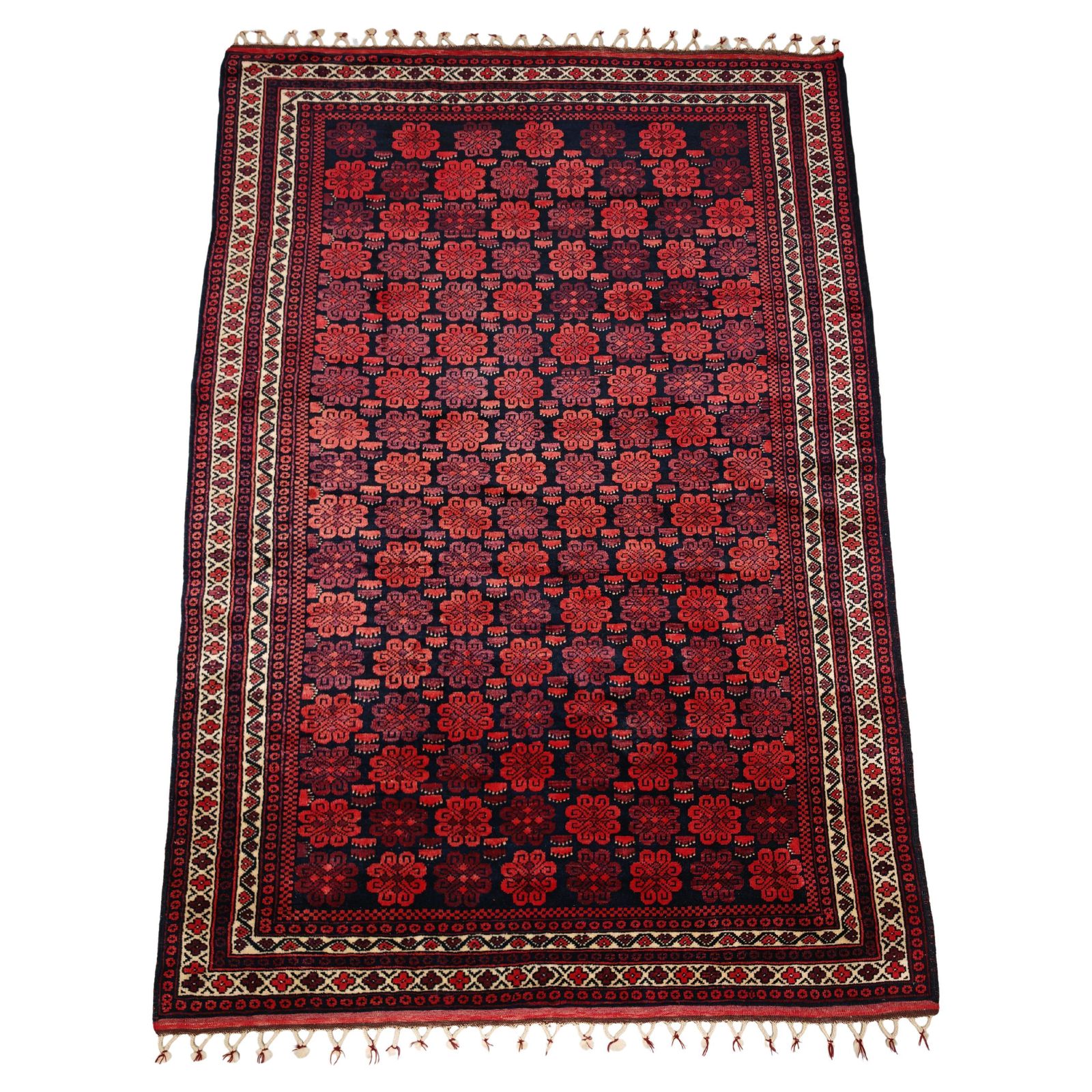 Vintage Anatolian Hand Knotted Yagcibedir Rug With Floral Pattern, Turkey 1940s