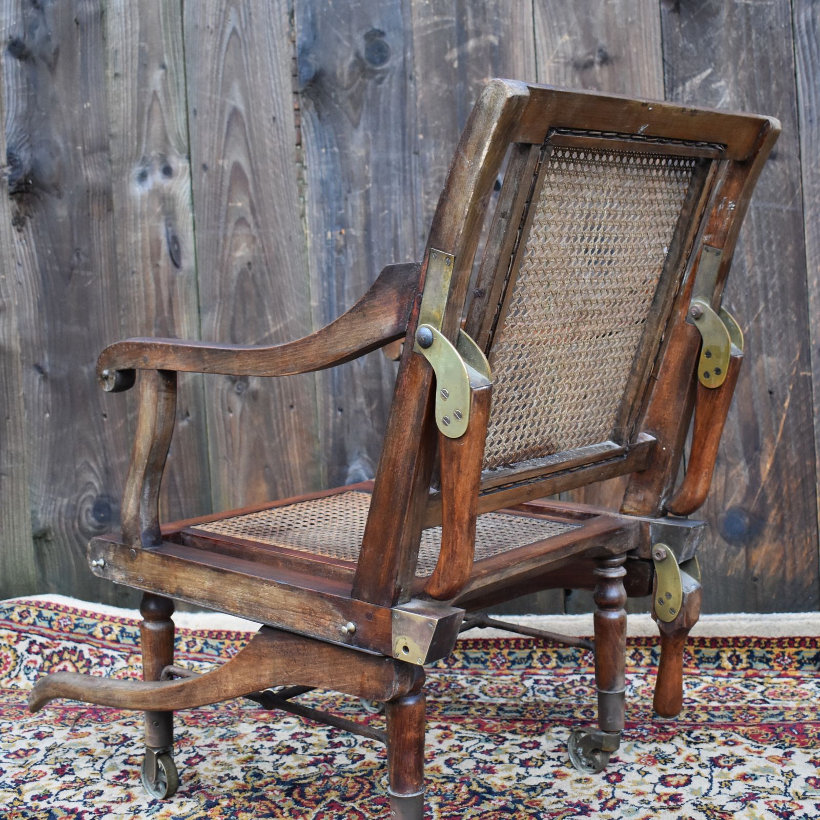 Antique Victorian Walnut Carters Style Invaild Carry Campaign Bergère Cane Chair photo vinterior
