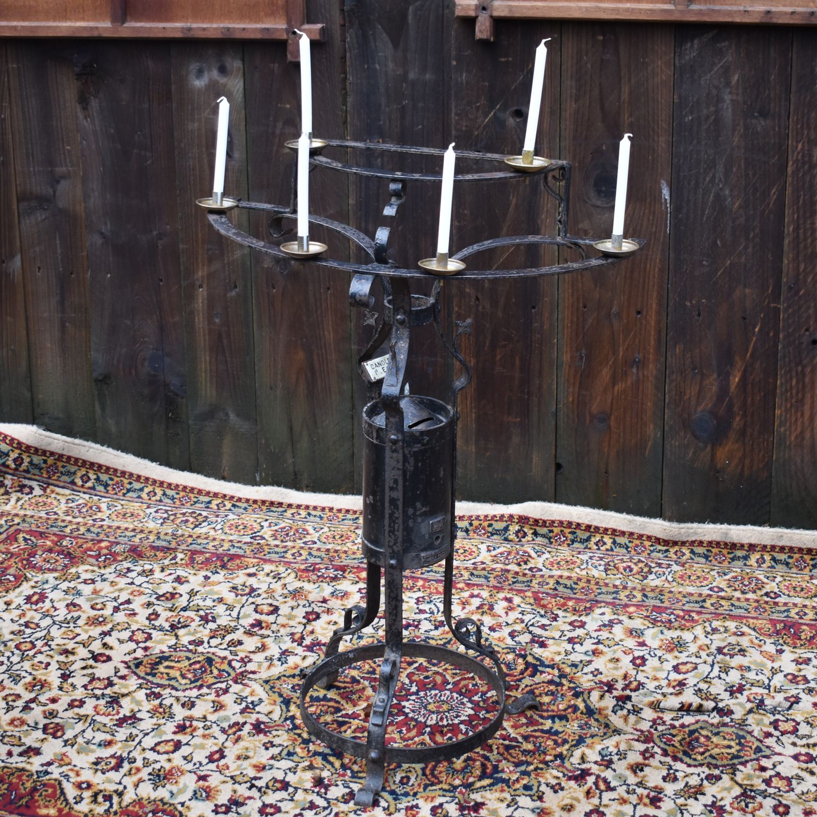Antique Rare Hayes & Finch Wrought Iron Church Chapel Candlestick Votive Stand photo 495.0