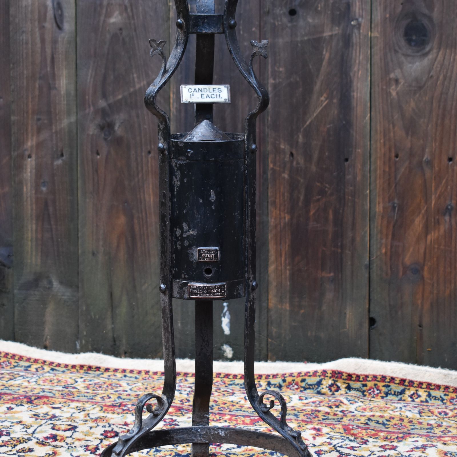 photo vinterior Antique Rare Hayes & Finch Wrought Iron Church Chapel Candlestick Votive Stand