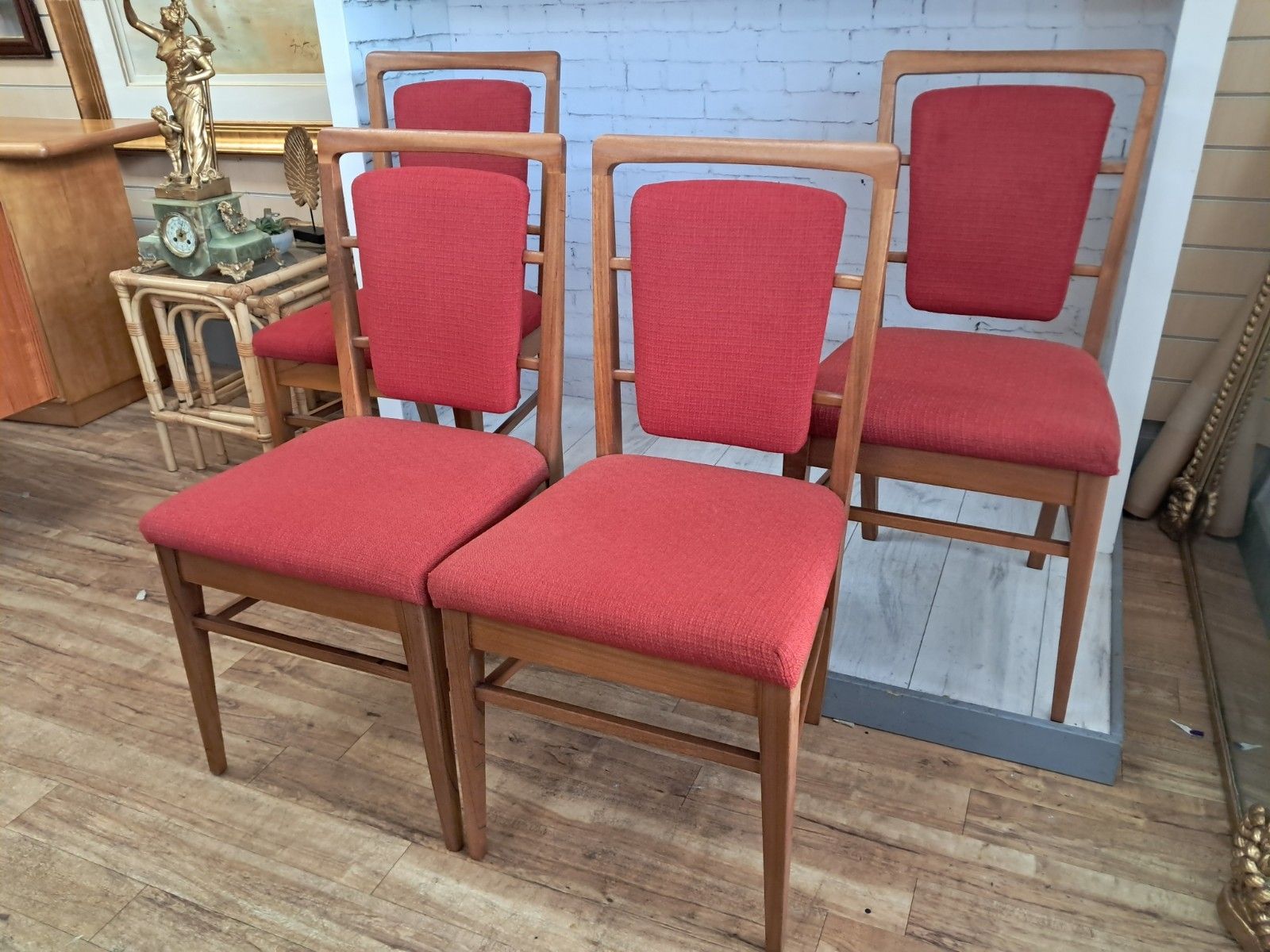 Mid Century Teak Dining Chairs Set Of 4 By Alfred Cox Vintage 1950's photo vintage