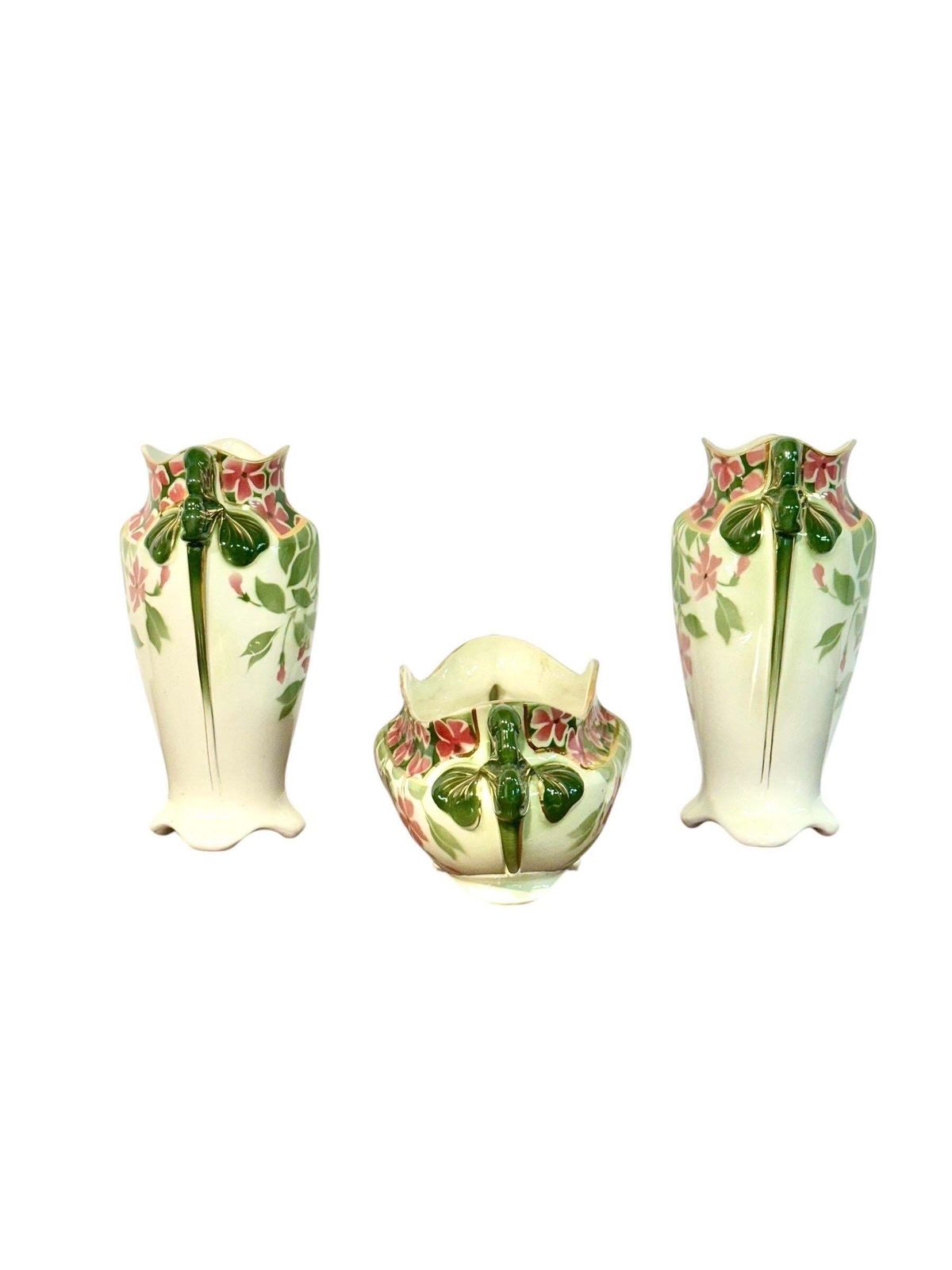 Floral Ceramic Garniture “Pervenche” By K&G In Luneville photo furniture