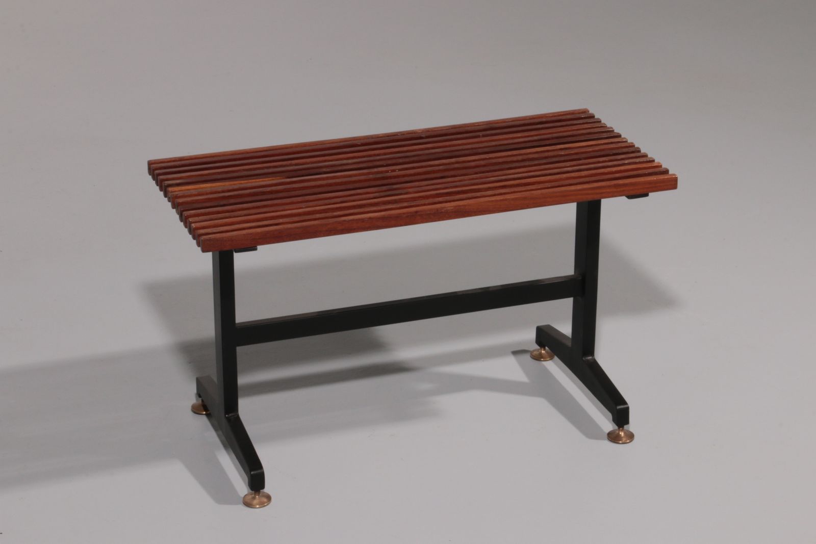 Mid Century Italian Bench 1960s With Black Metal Frame,And Solid Teak Slats photo Furniture
