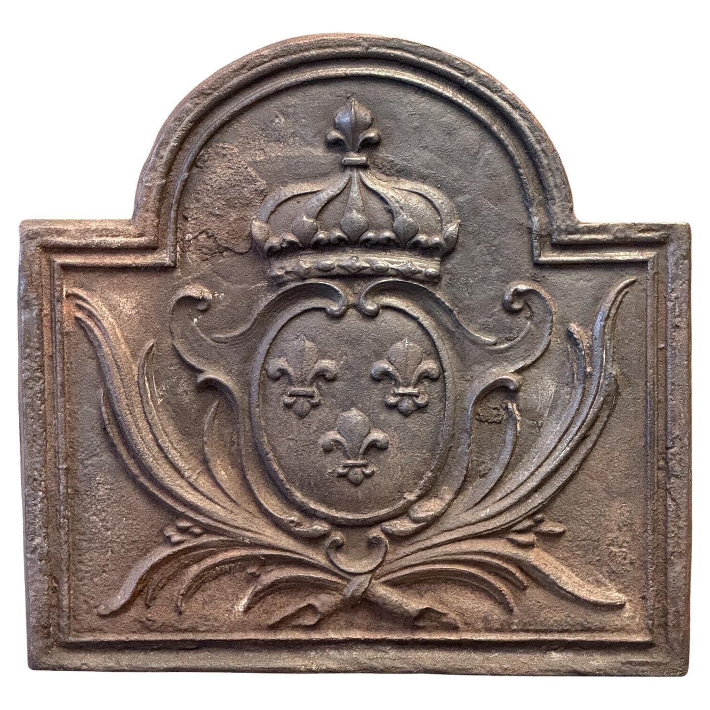 20th Century French 'Arms Of France' Fireback / Backsplash In Louis XV Style