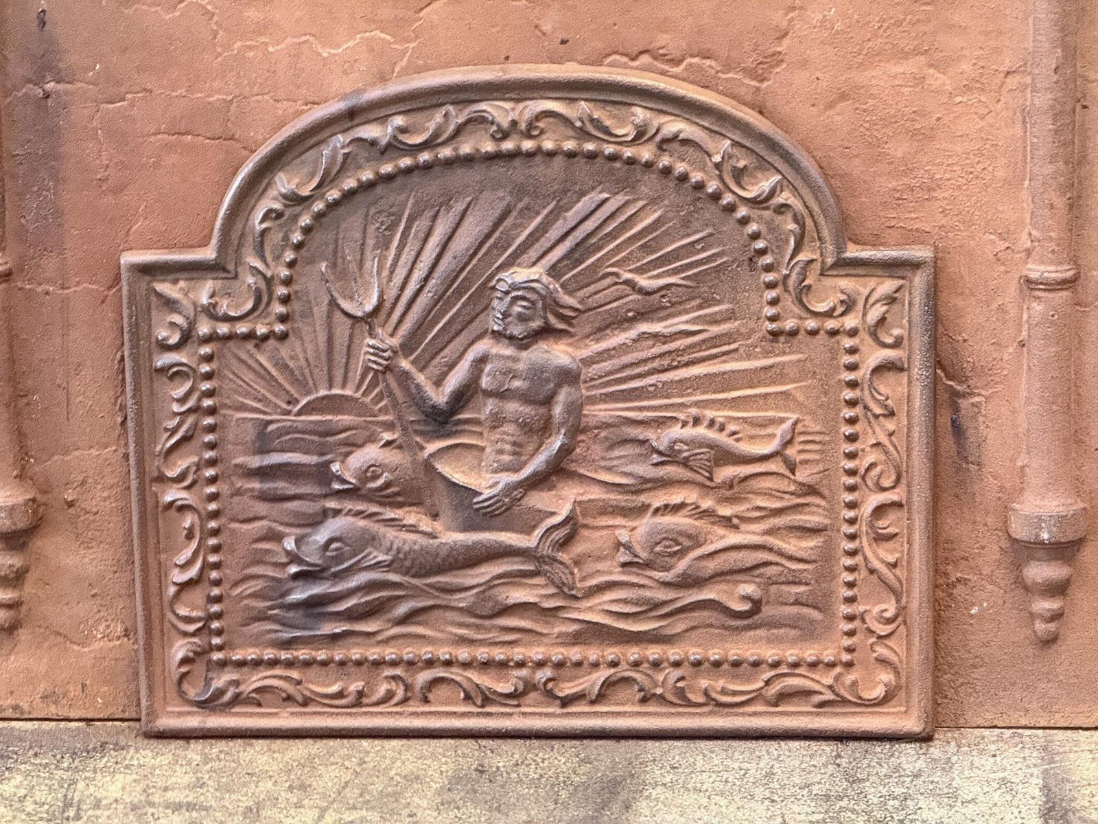 French Art Nouveau Style 'Neptune' Fireback / Backsplash, 20th Century photo for sale