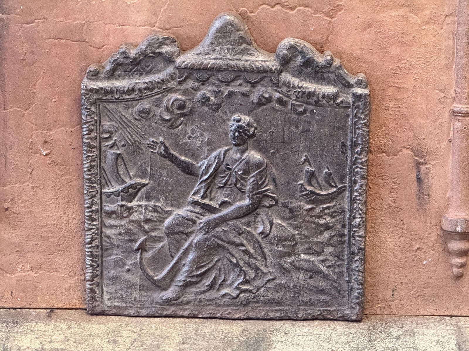 19th Century French Fireback / Backsplash 'Allegory Of Navigation' photo furniture