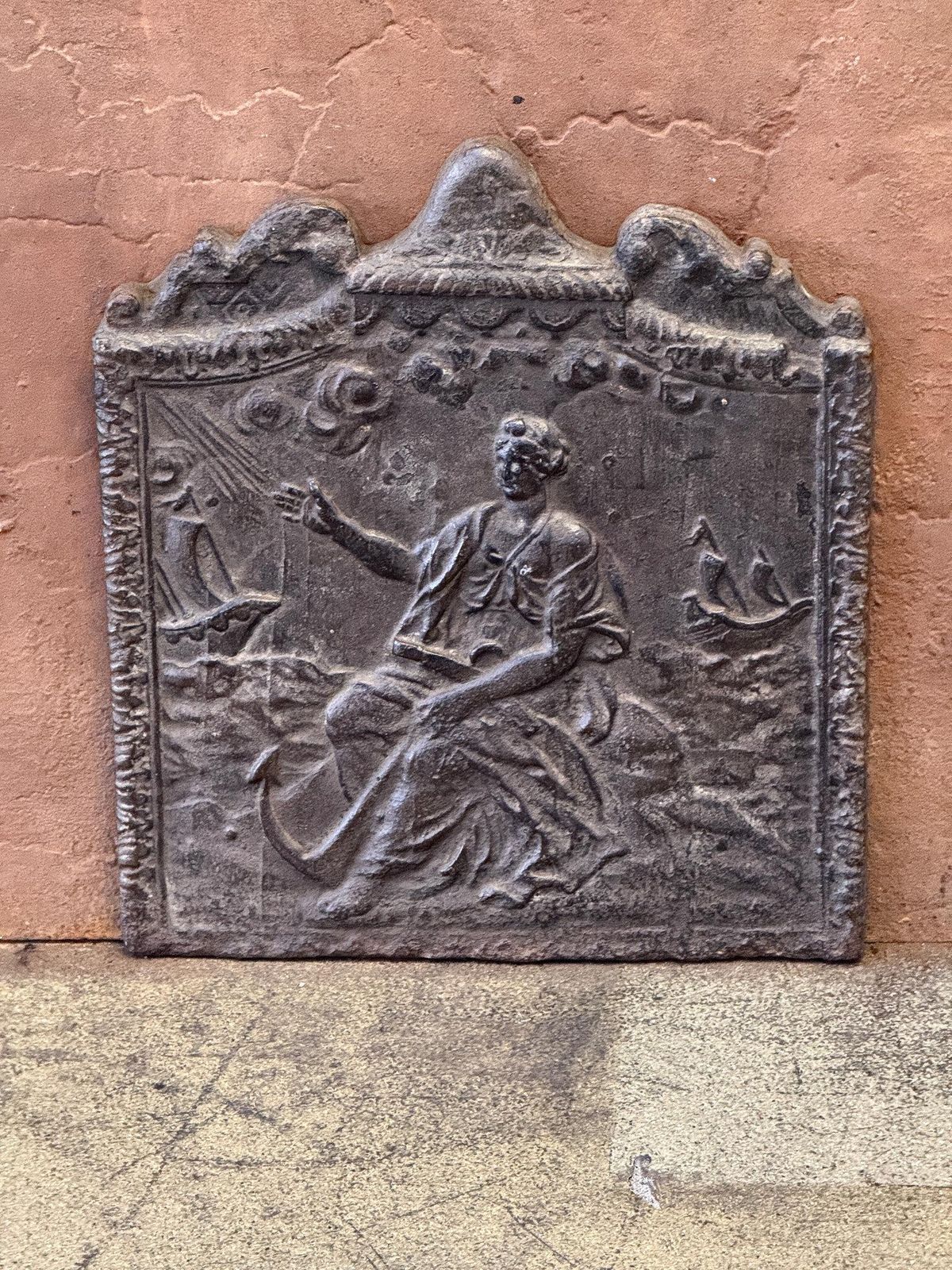 19th Century French Fireback / Backsplash 'Allegory Of Navigation' photo for sale