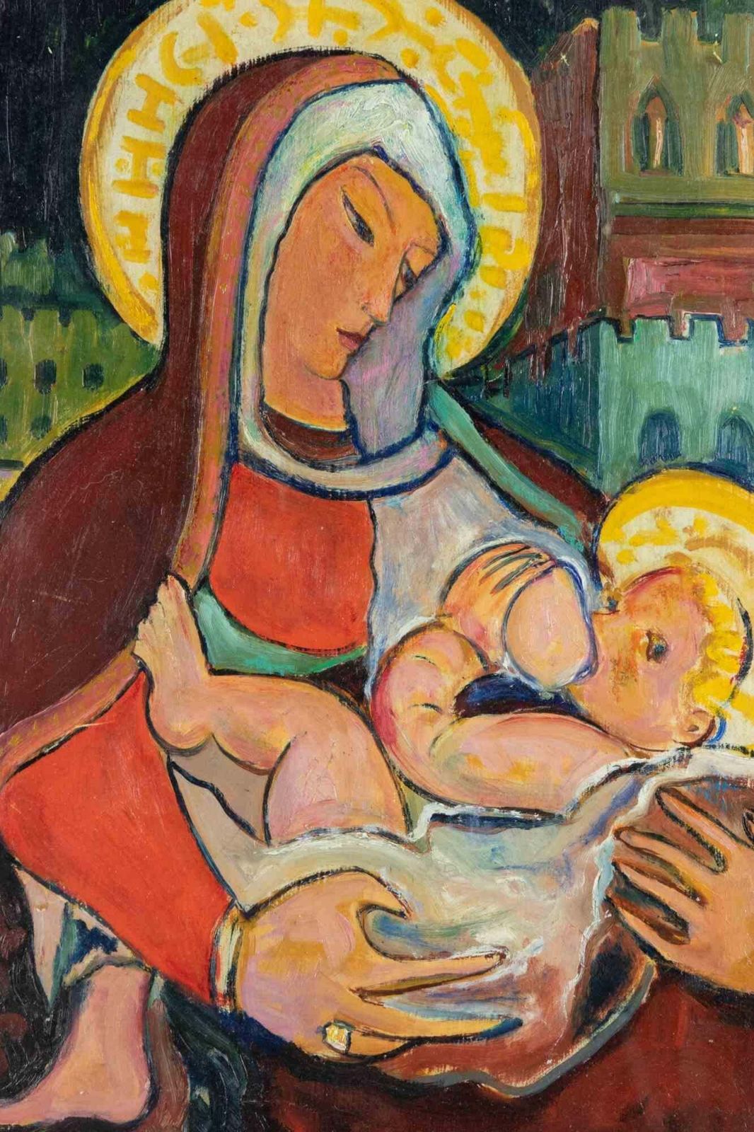 Sirio Pellegrini Mary And Child Jesus   Paint By Sirio Pellegrini   1965 1965 photo furniture
