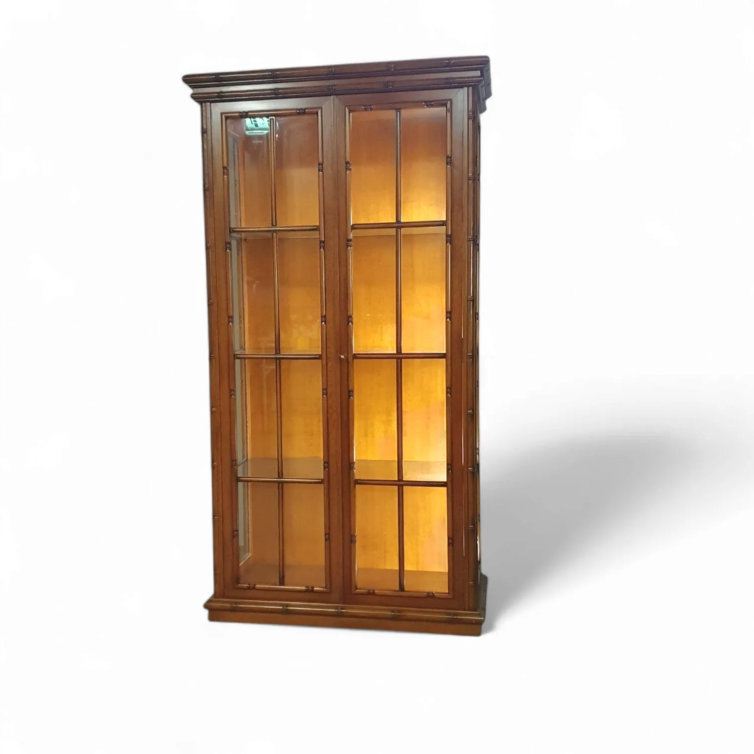Faux Bamboo Cabinet By Jonathan Adler / Glass Layers / 1980s