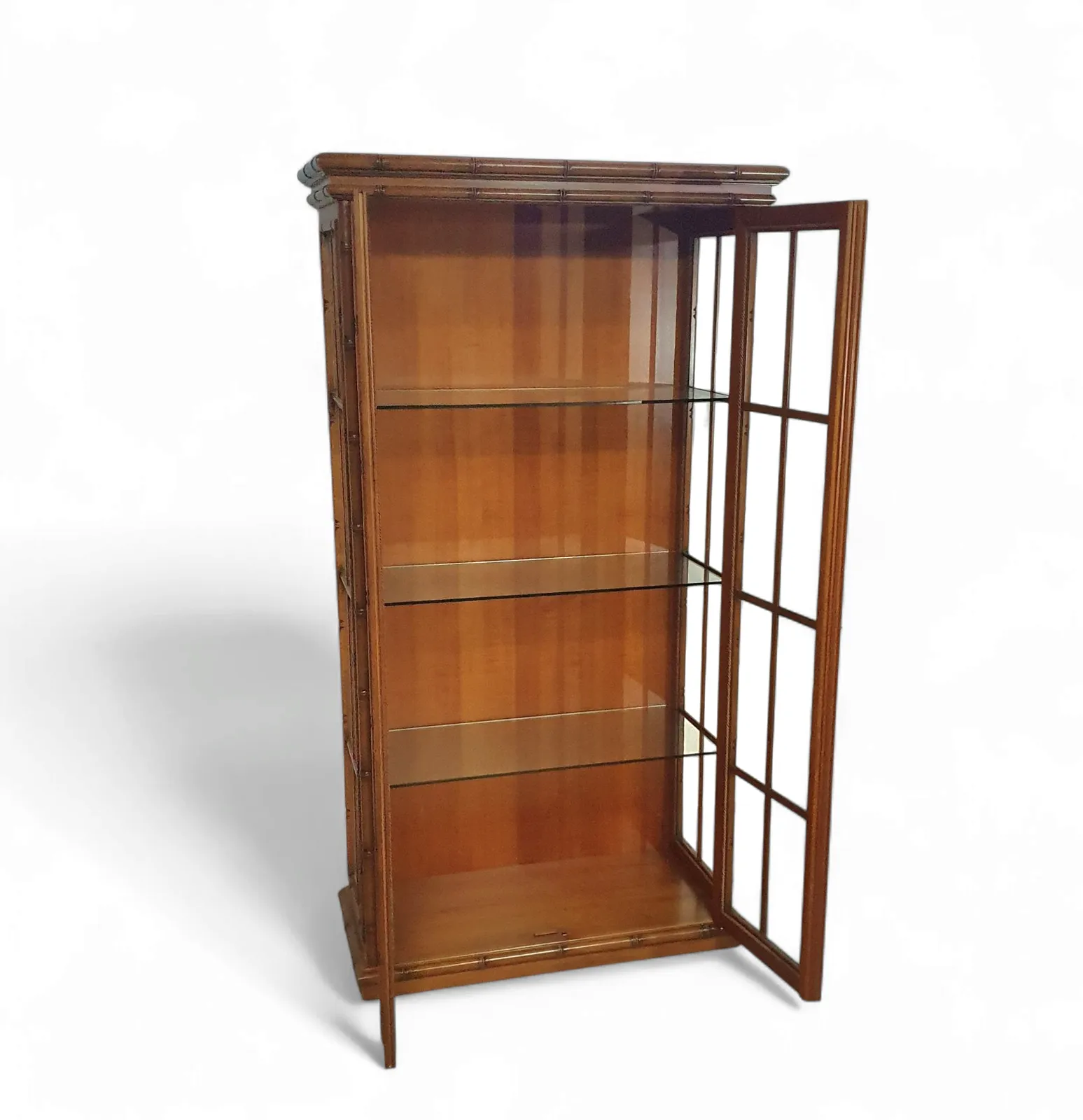 Faux Bamboo Cabinet By Jonathan Adler / Glass Layers / 1980s photo 1275.0