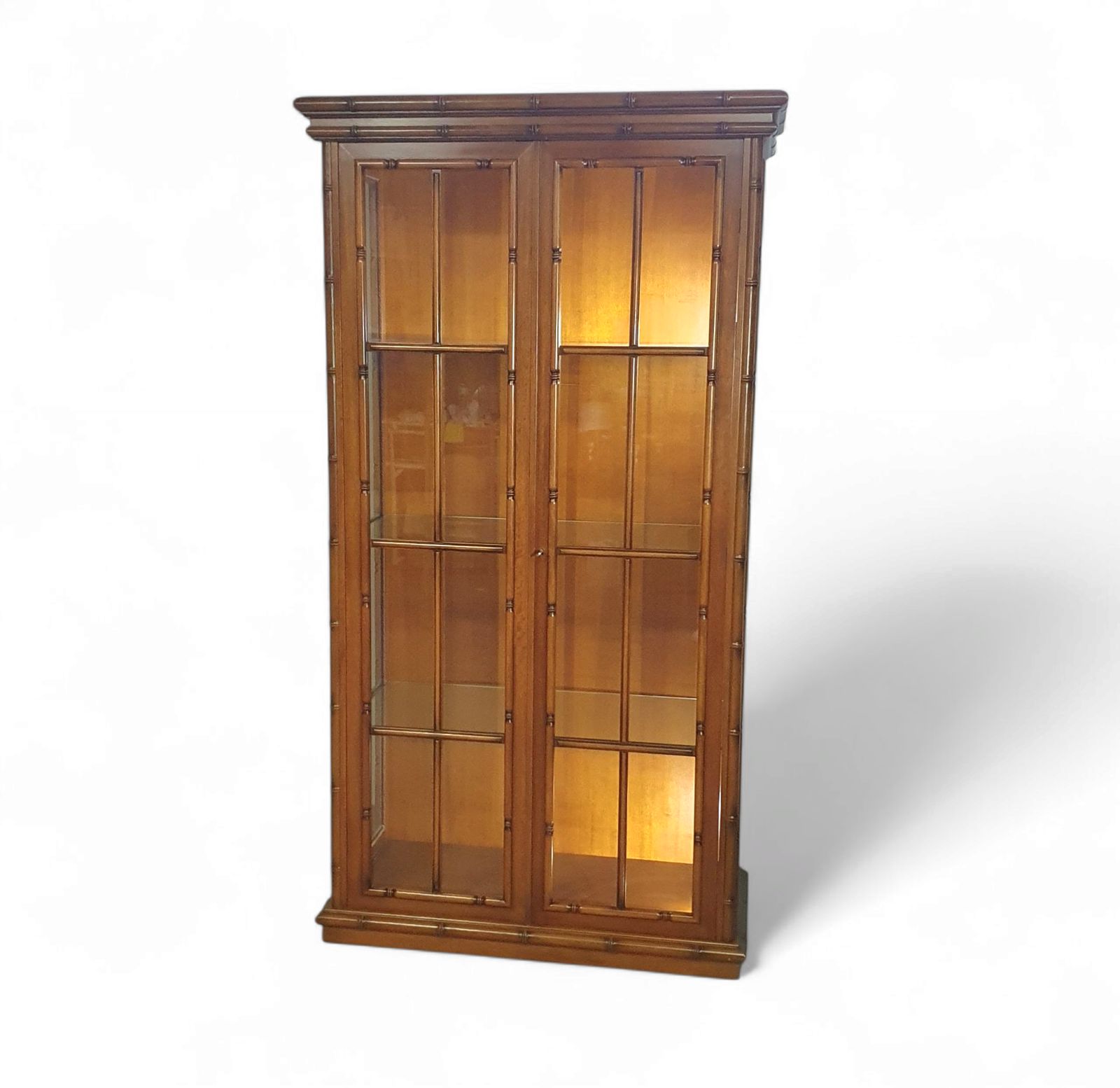 Faux Bamboo Cabinet By Jonathan Adler / Glass Layers / 1980s photo buy