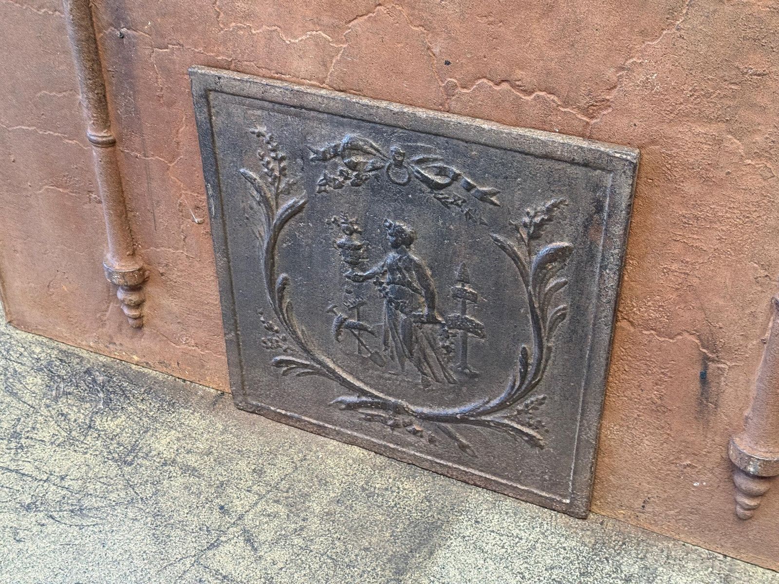 Antique 'Gardening' Fireback' / Backsplash, Neoclassical Period photo 421.0