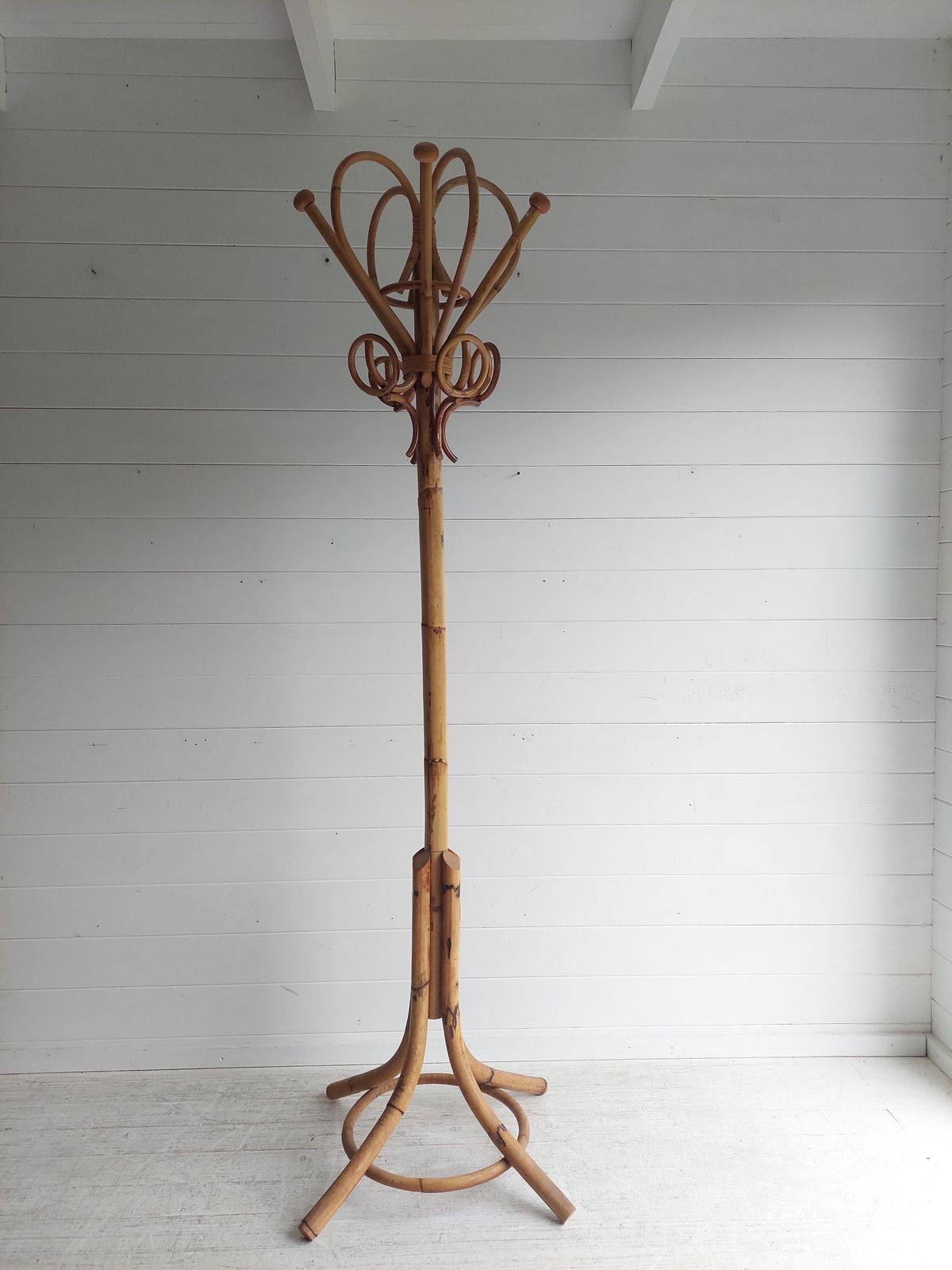 Mid Century Bamboo Coat Stand Franco Albini Style Vintage Tree Rack Italy 1960s photo for sale