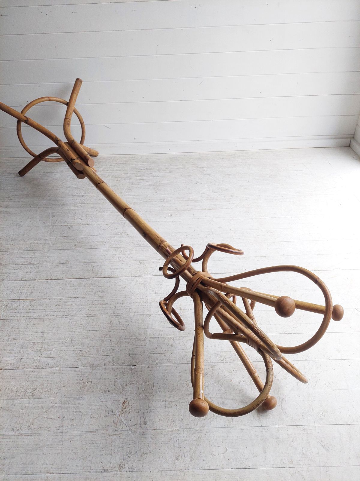 Mid Century Bamboo Coat Stand Franco Albini Style Vintage Tree Rack Italy 1960s photo vinterior