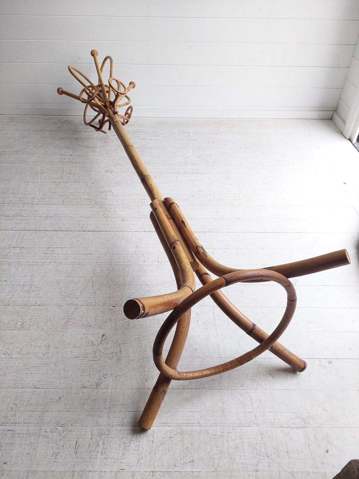 Mid Century Bamboo Coat Stand Franco Albini Style Vintage Tree Rack Italy 1960s photo buy