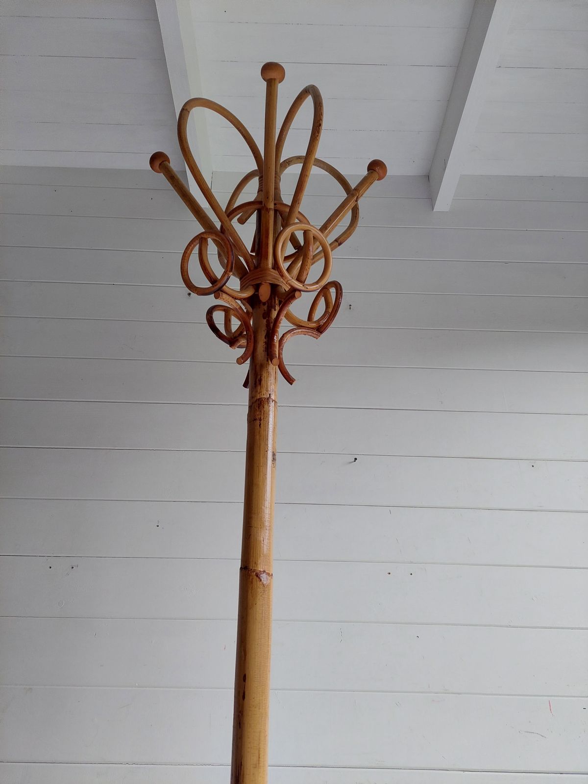 Mid Century Bamboo Coat Stand Franco Albini Style Vintage Tree Rack Italy 1960s photo Furniture