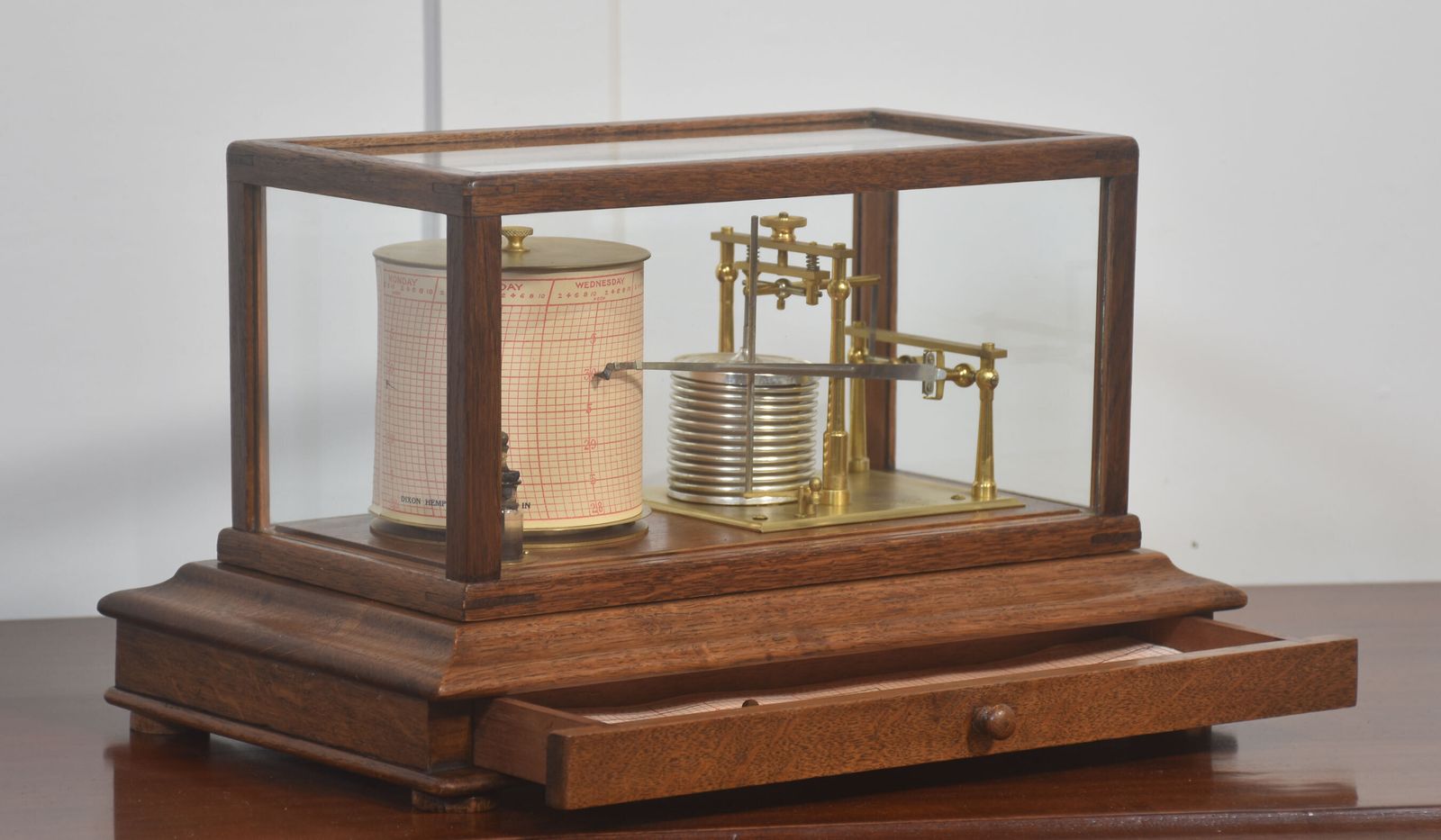 Antique Oak Barograph By Short & Mason, England photo vintage