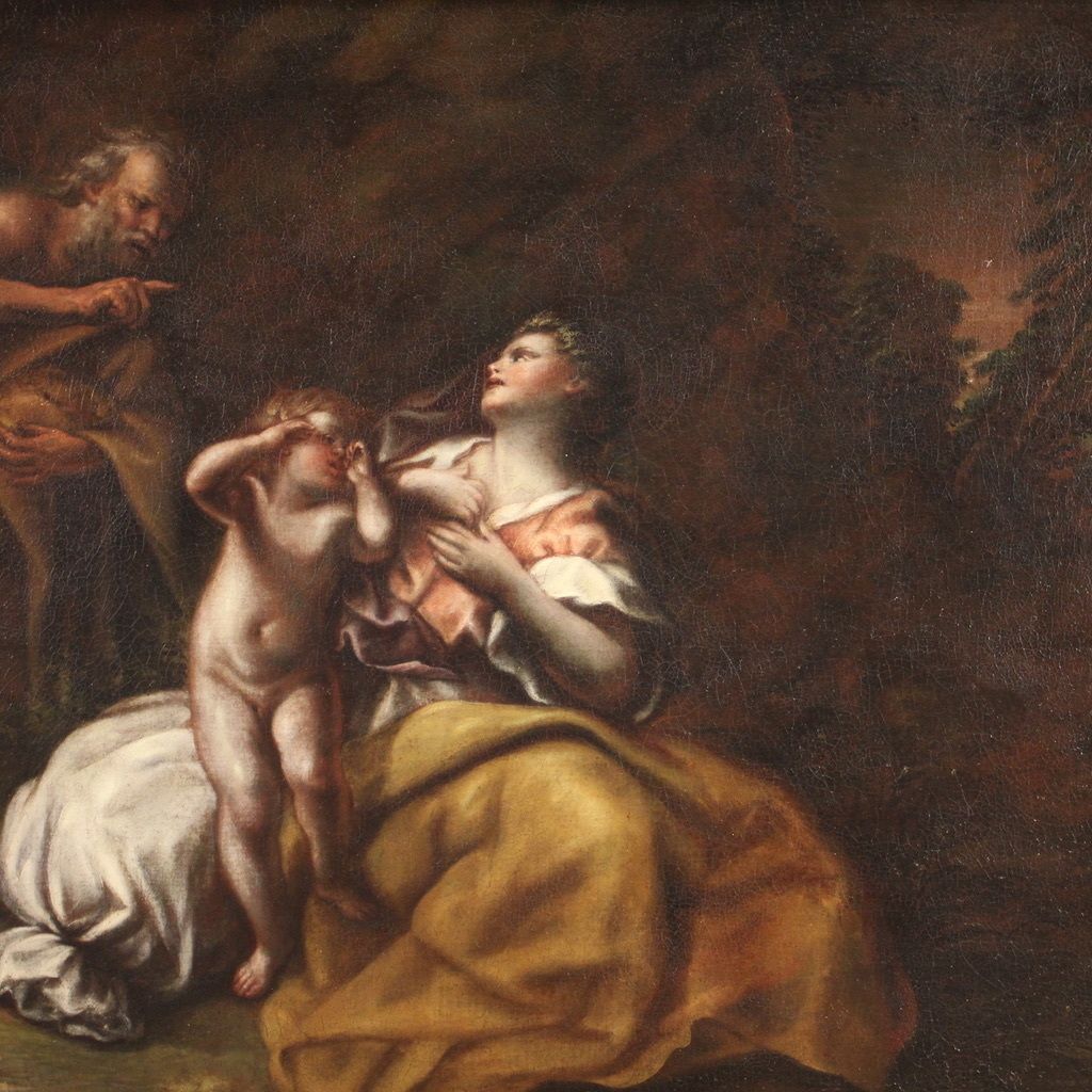 Great 17th Century Painting, Abraham Sending Away Hagar And Ishmael photo vintage