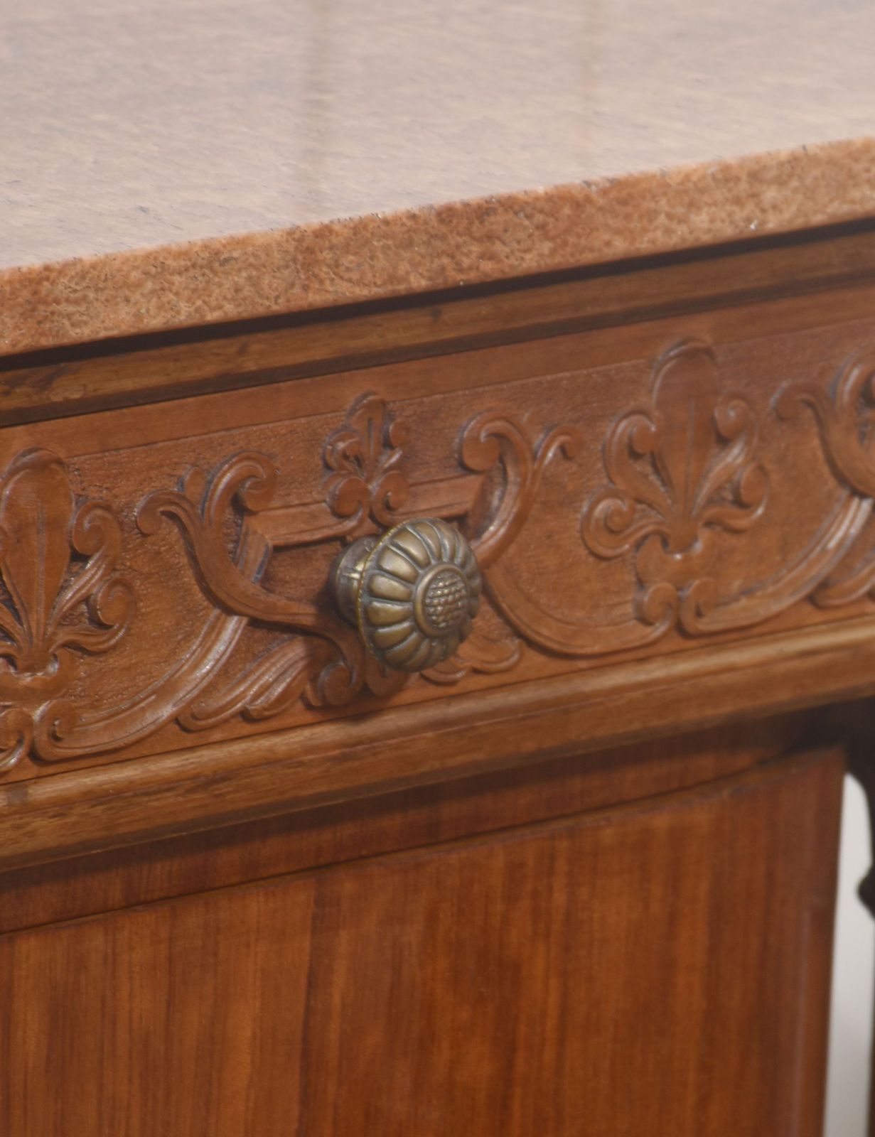 Pair Of Carved Mahogany Bedside Cabinets photo for sale