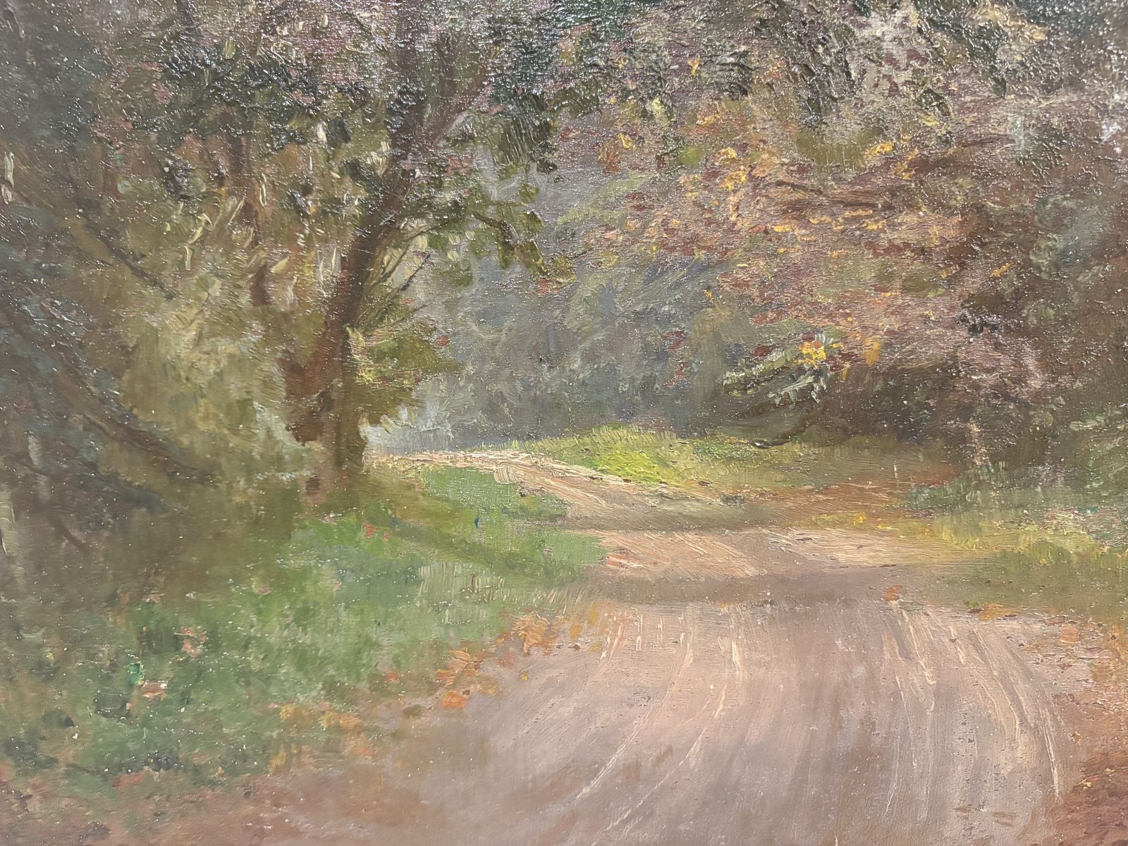 Oil Painting Of A Wooded Landscape Early 20th Century photo vinterior