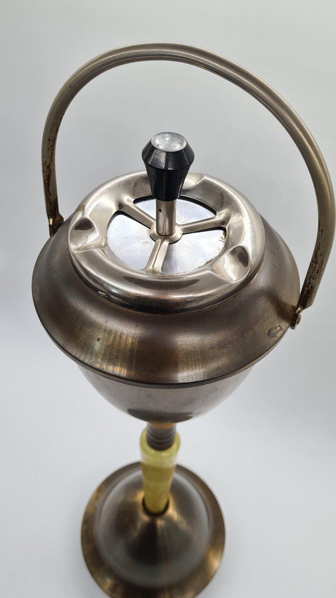 Standing Ashtray In Beige Onyx And Bronze Metal, Austria, 1960 photo buy