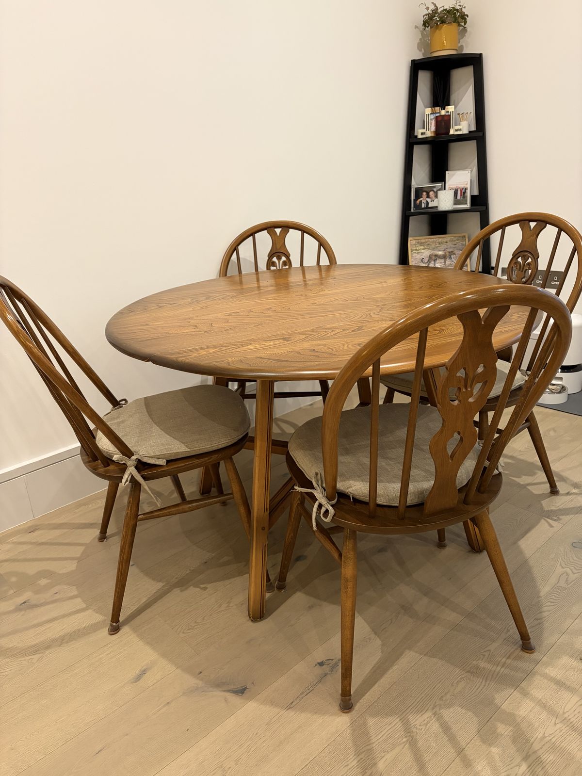 Ercol Elm Drop Leaf Dining Table & 4 Windsor Chairs (Mid Century Vintage) photo Furniture