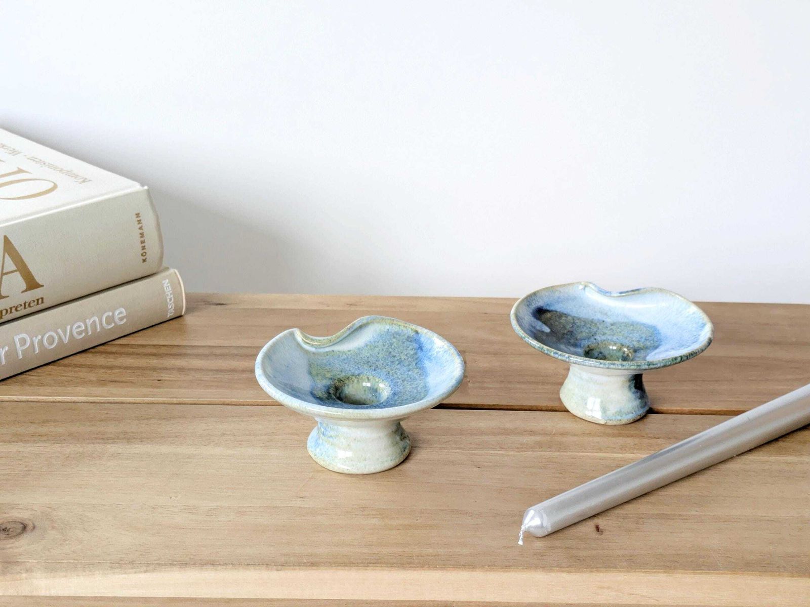 Pair Of Mid Century German Studio Pottery Candleholders, Handmade, Till Sudeck, 1960s photo for sale