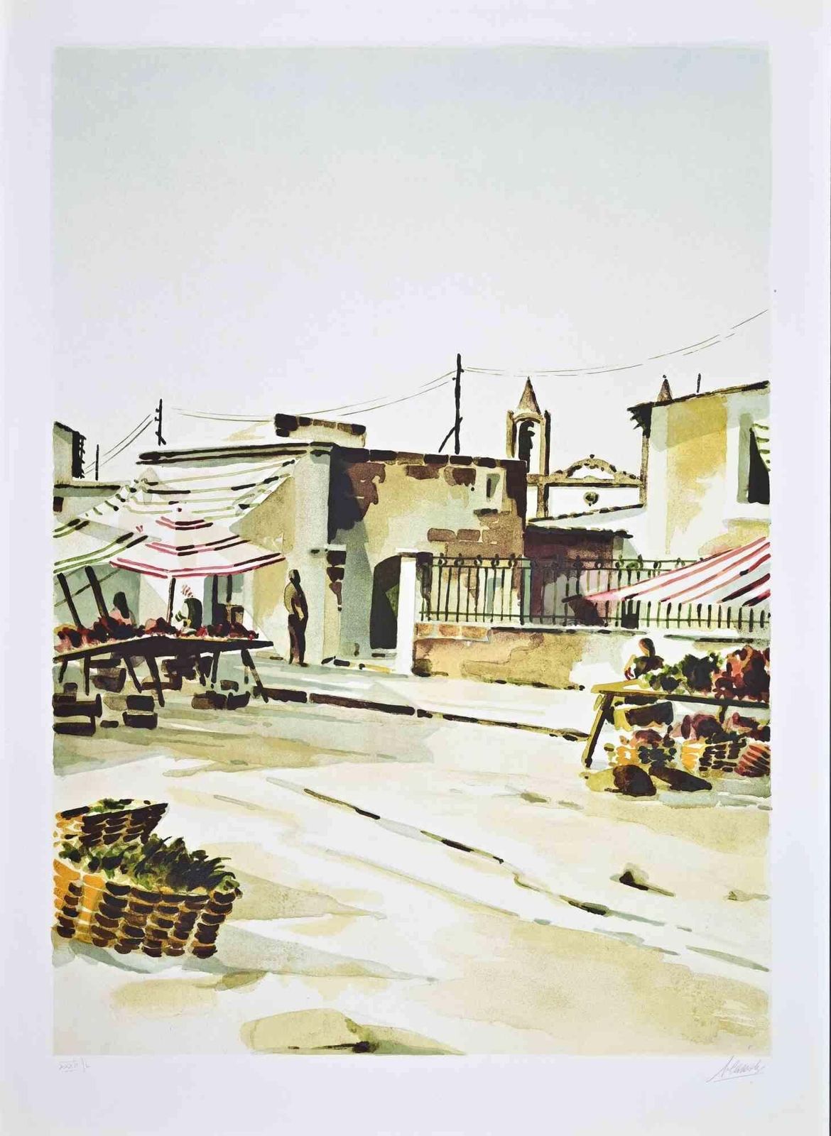 Lino Casadei The Southern Market   Lithograph By Lino Casadei   1980s 1980s