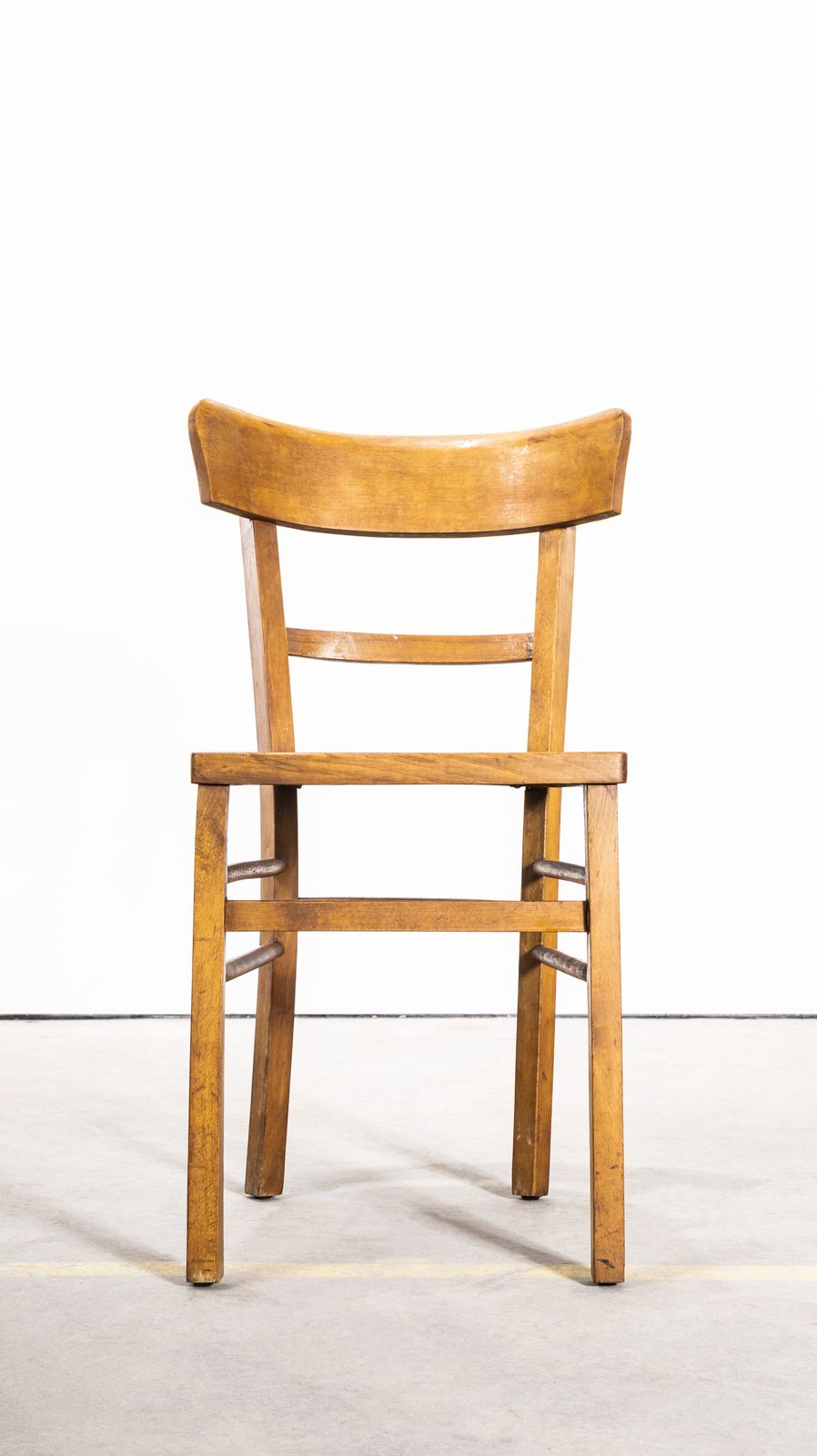 1950's Simple Warm Oak Bentwood Café Chairs   Set Of Four photo vintage