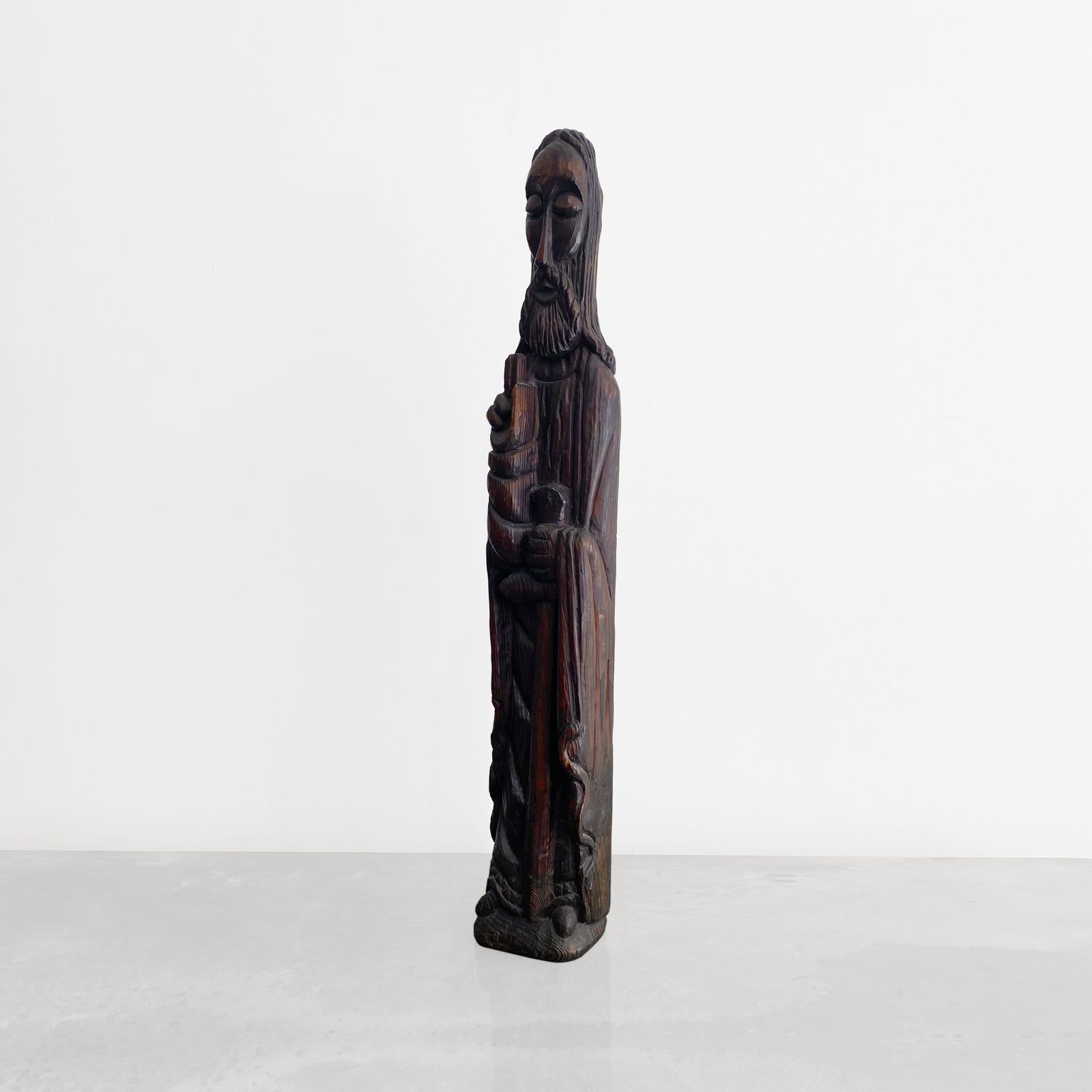 Saint Pauls Flanders Statue In Oak Wood Ecclesiastical Art Tall Big Sculpture, 1910s photo vinterior