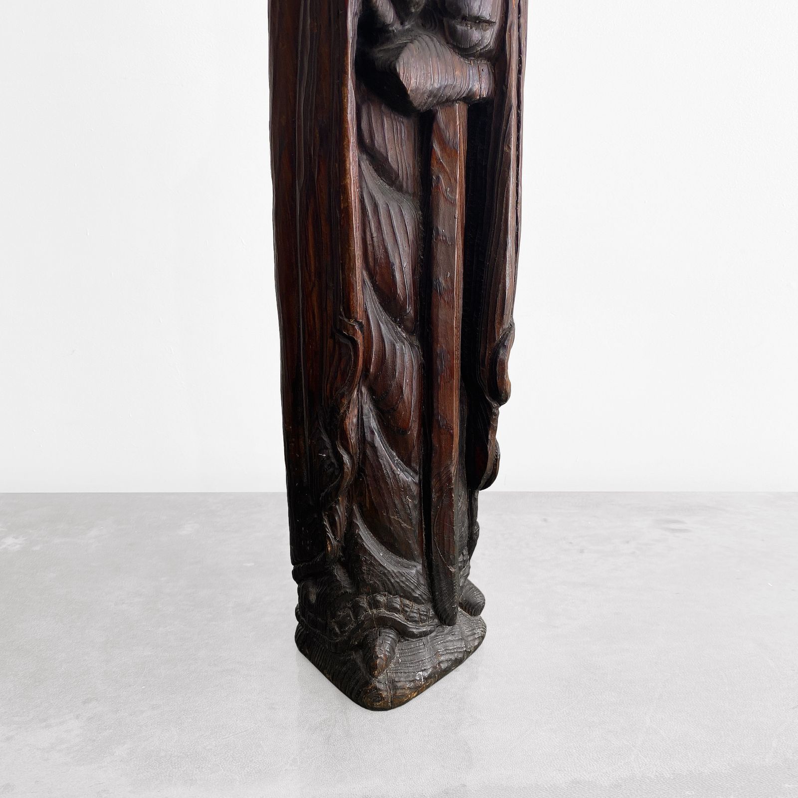photo for sale Saint Pauls Flanders Statue In Oak Wood Ecclesiastical Art Tall Big Sculpture, 1910s