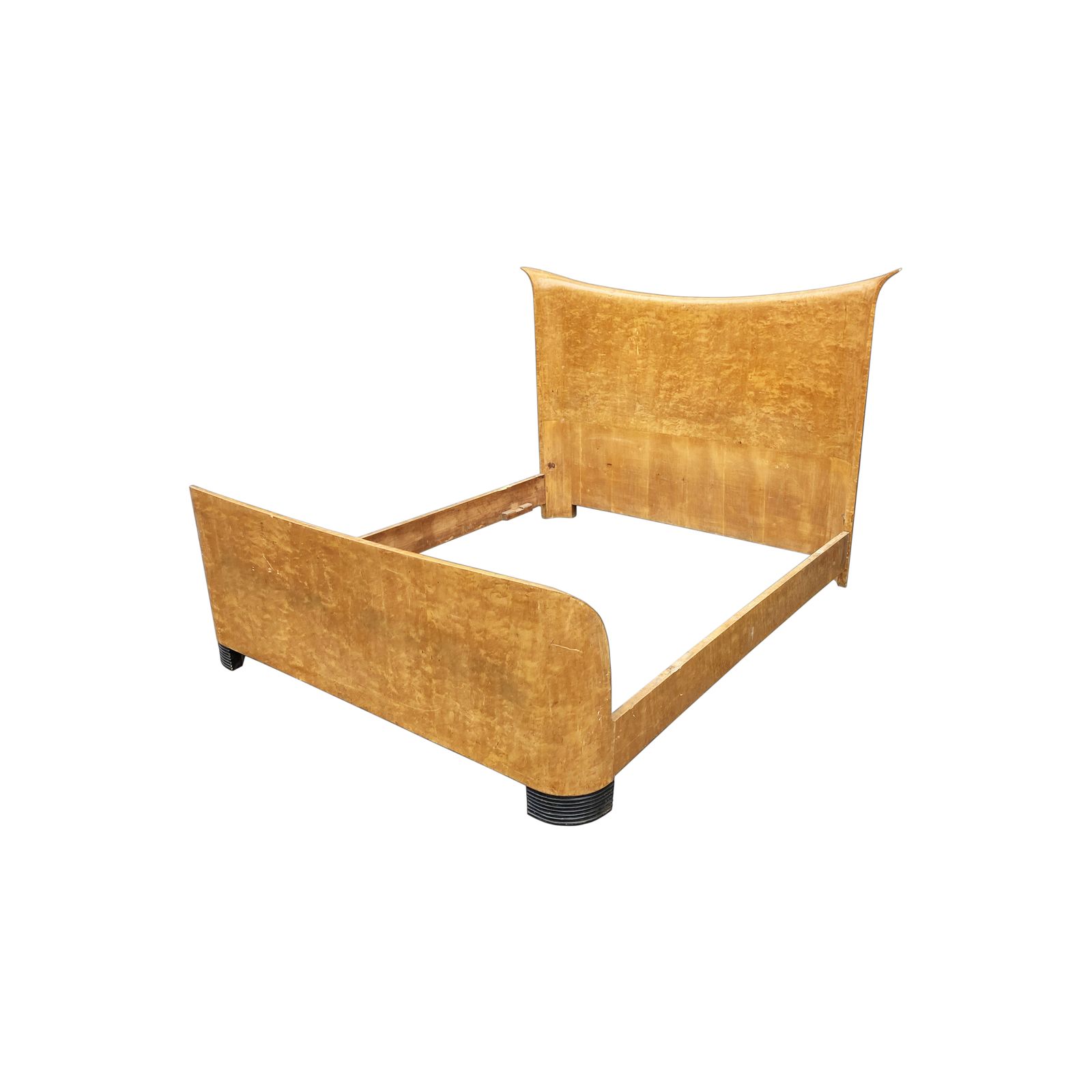 1940s Guglielmo Ulrich For Valzania Art Deco King Bed 160cm Mattress Burl Wood Bedroom