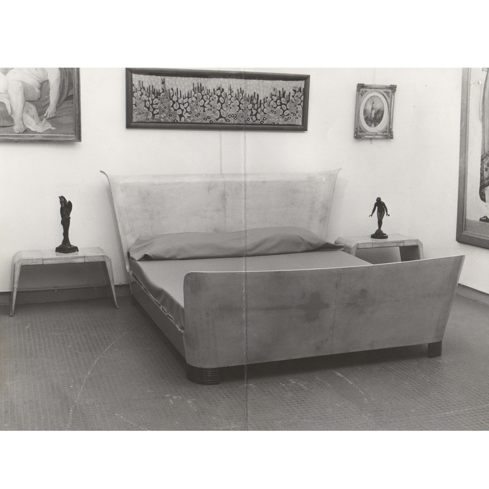 photo buy 1940s Guglielmo Ulrich For Valzania Art Deco King Bed 160cm Mattress Burl Wood Bedroom