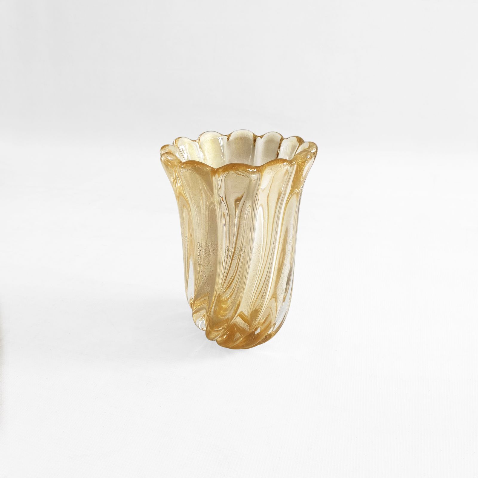 2450.0 1980s Archimede Seguso Murano Glass Vase, Signed Gold Italian Art Deco photo
