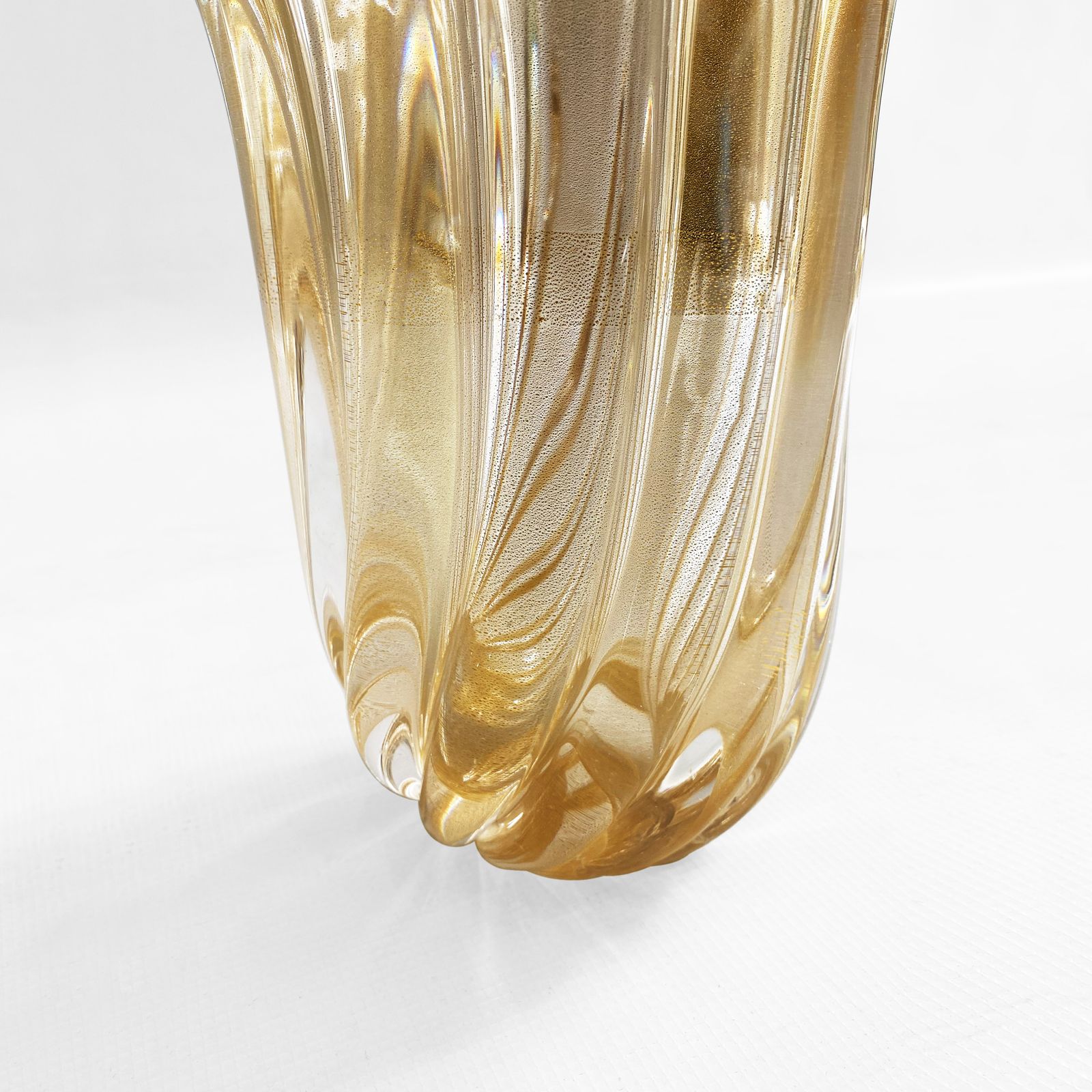 photo vintage 1980s Archimede Seguso Murano Glass Vase, Signed Gold Italian Art Deco