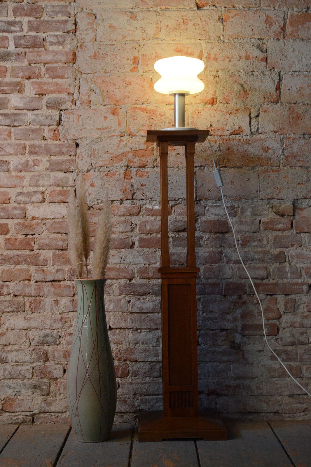 photo furniture Restored Mid Century Table Lamp, By Napako, Aluminium, Milk Glass, Czech, 1960s