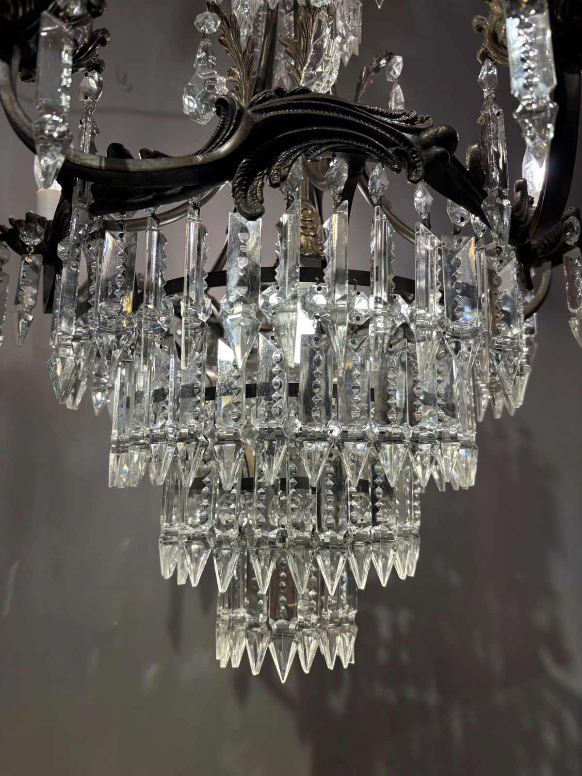 Antique Crystal Empire Style Italian Chandelier, 1950s photo Lighting