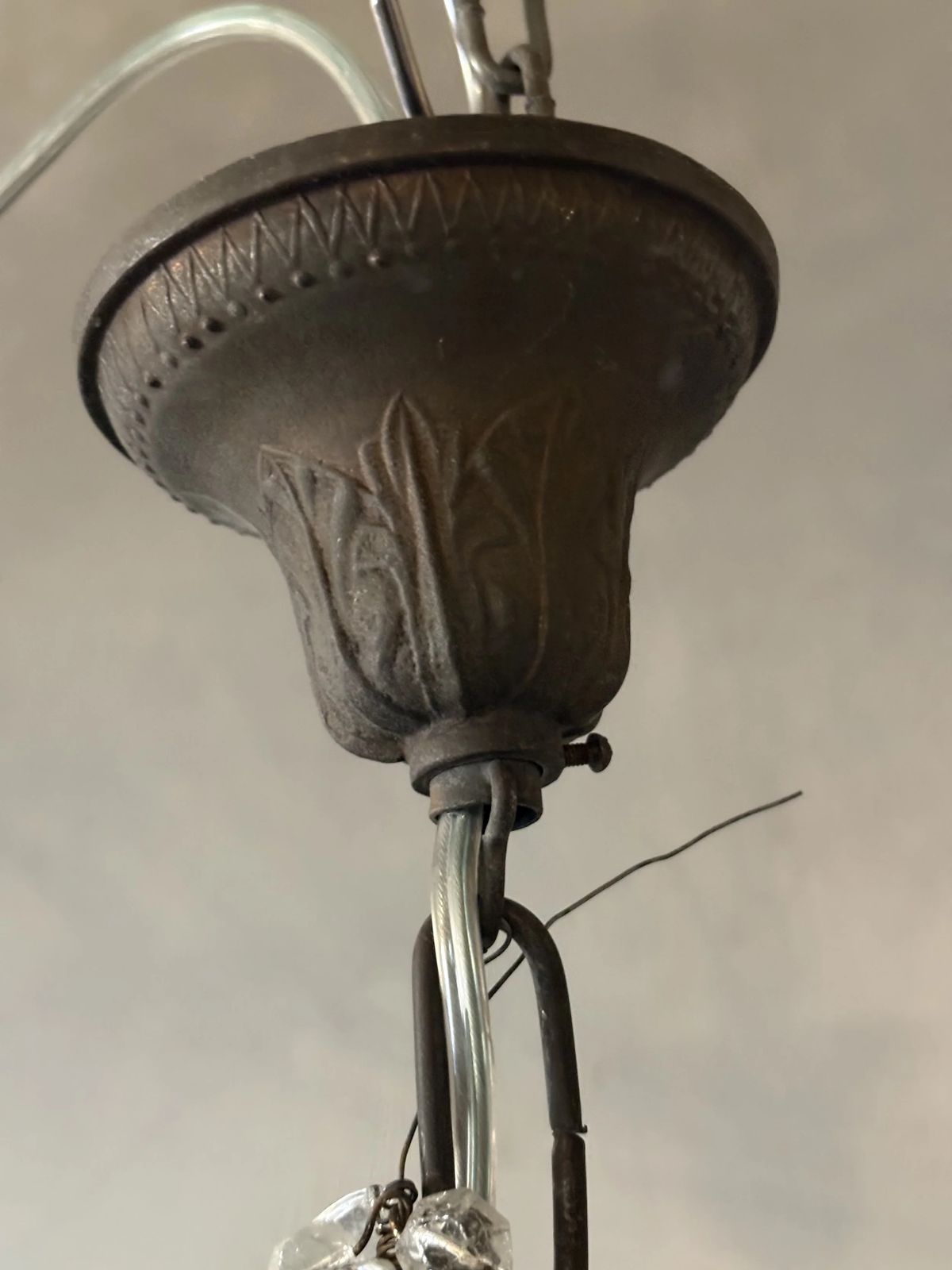 photo for sale Italian Mid Century Florentine Crystal Chandelier, 1950s