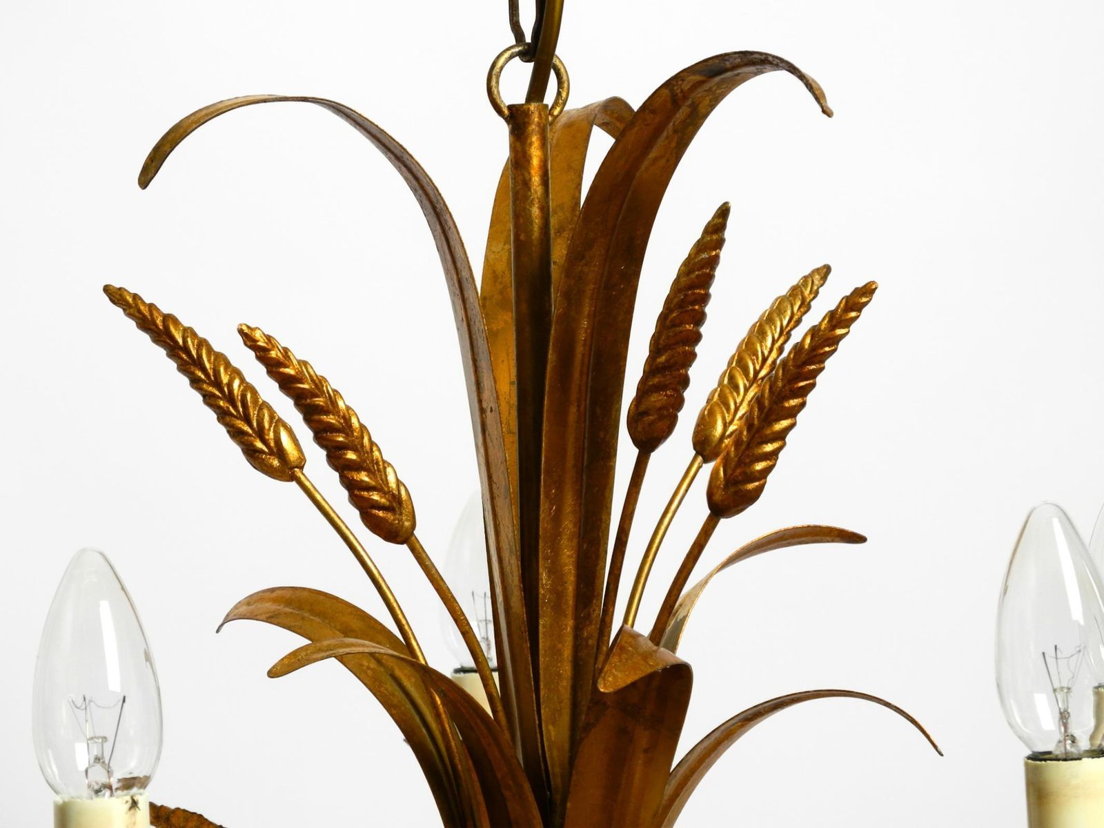 1475.0 Beautiful 1970s Gold Plated 5 Arm Tall Metal Chandelier By Hans Kögl photo
