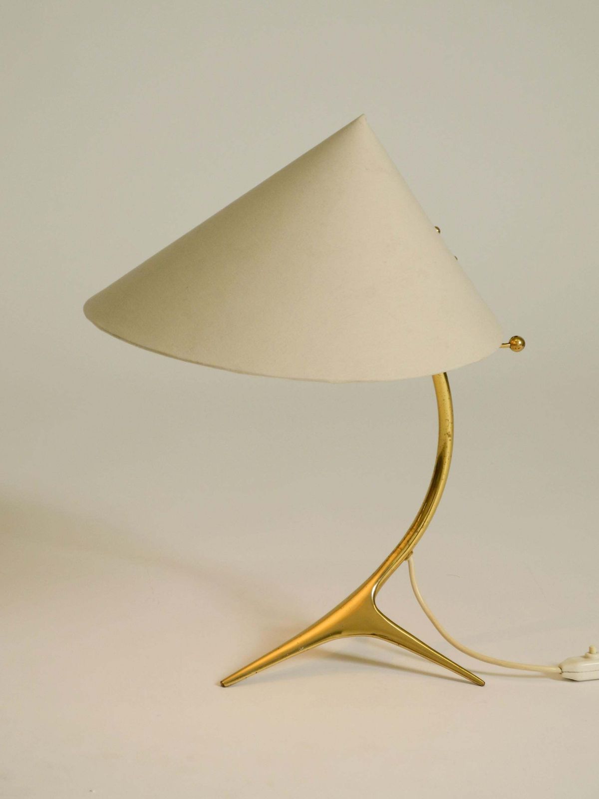 Lighting Beautiful Large Mid Century Brass Crow's Foot Table Lamp By Kalmar Austria photo