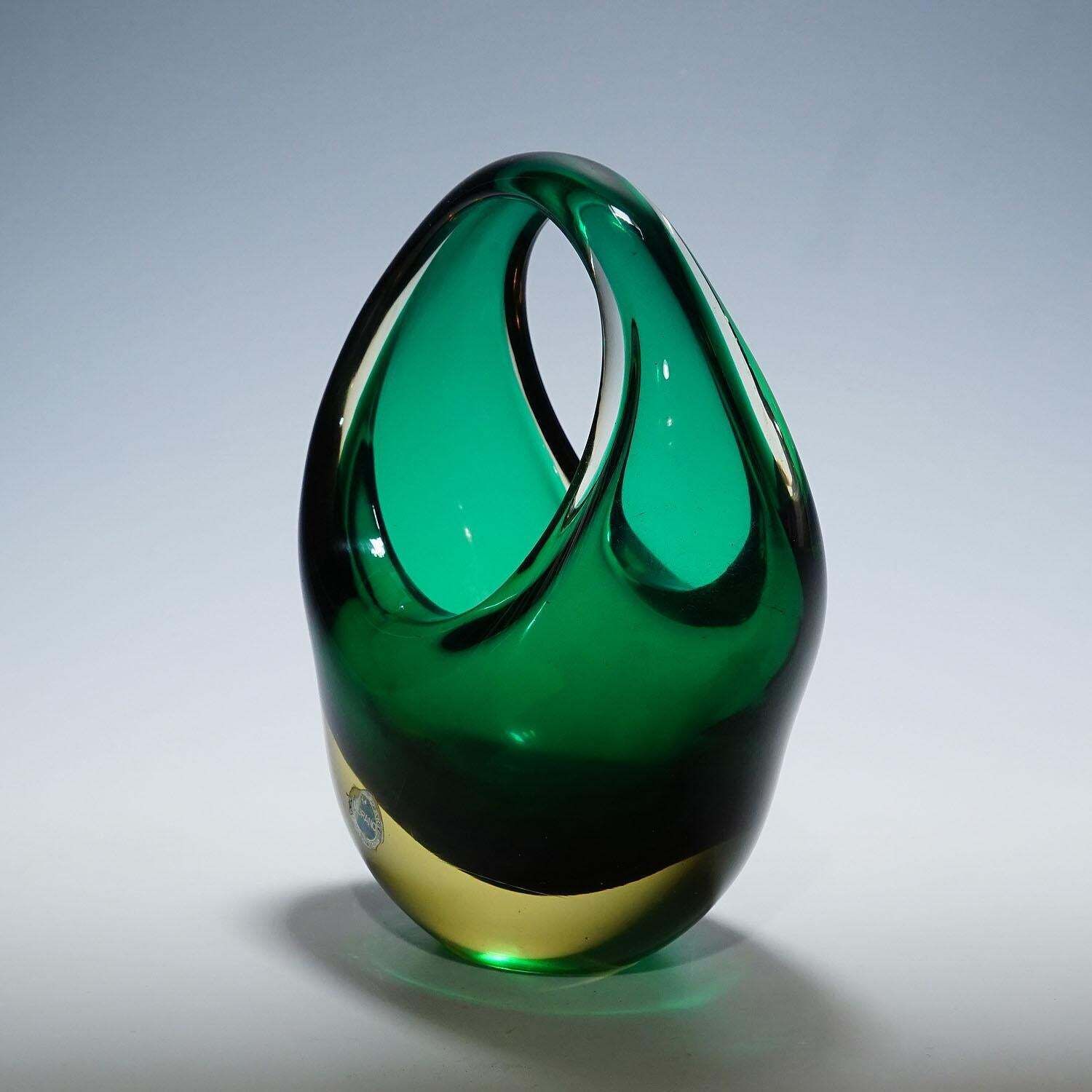 Bowl In Green Sommerso Glass, Flavio Poli For Seguso Murano 1950s photo 743.0