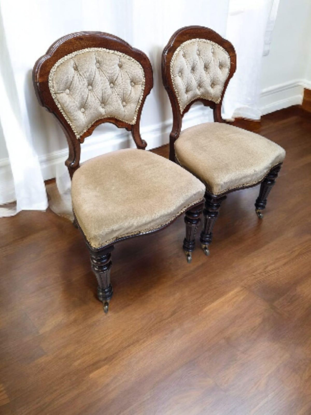 Victorian Upholstered Dining Chairs / C. 1880 / Set Of Two photo Furniture