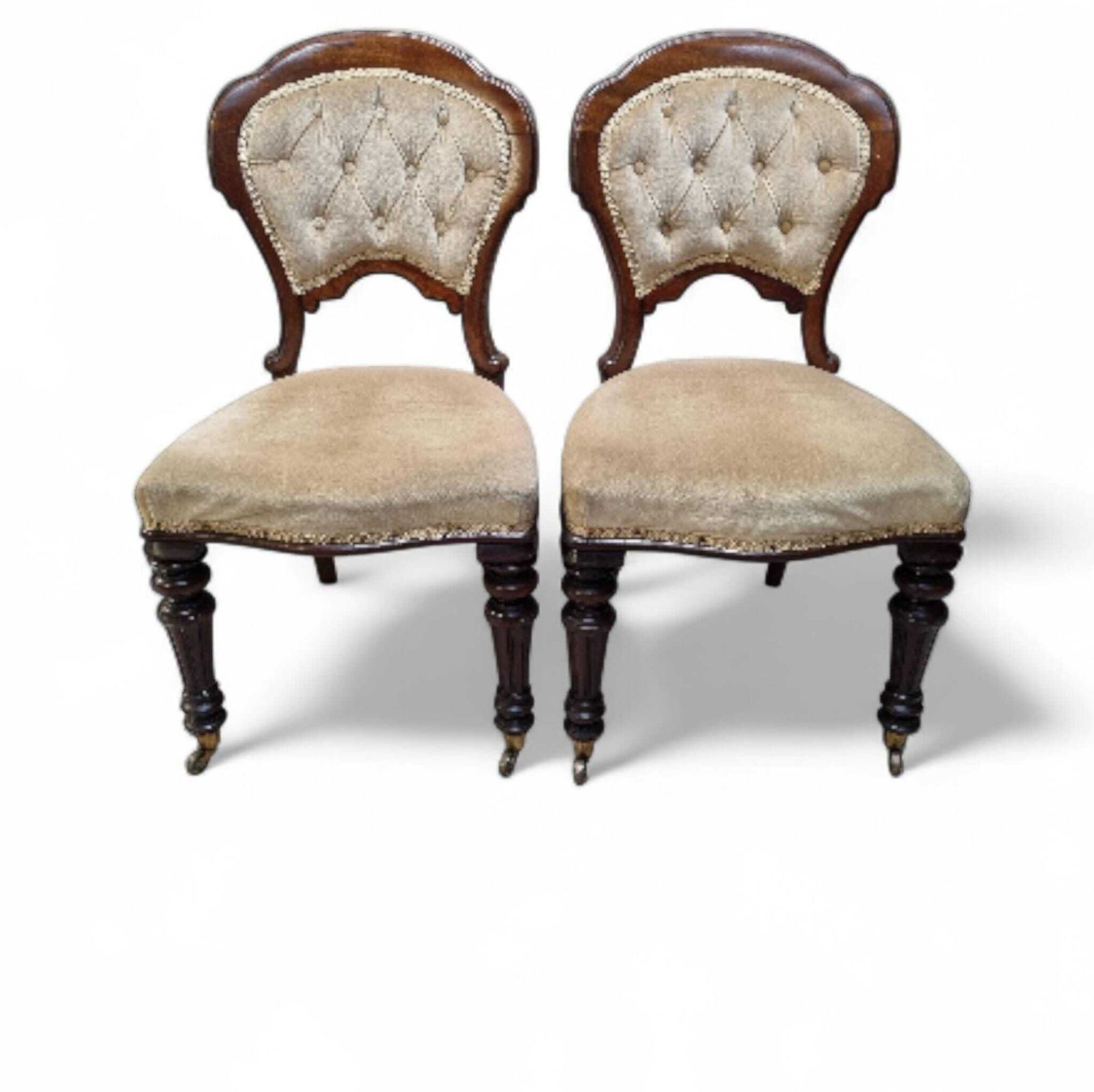 Victorian Upholstered Dining Chairs / C. 1880 / Set Of Two photo 320.0