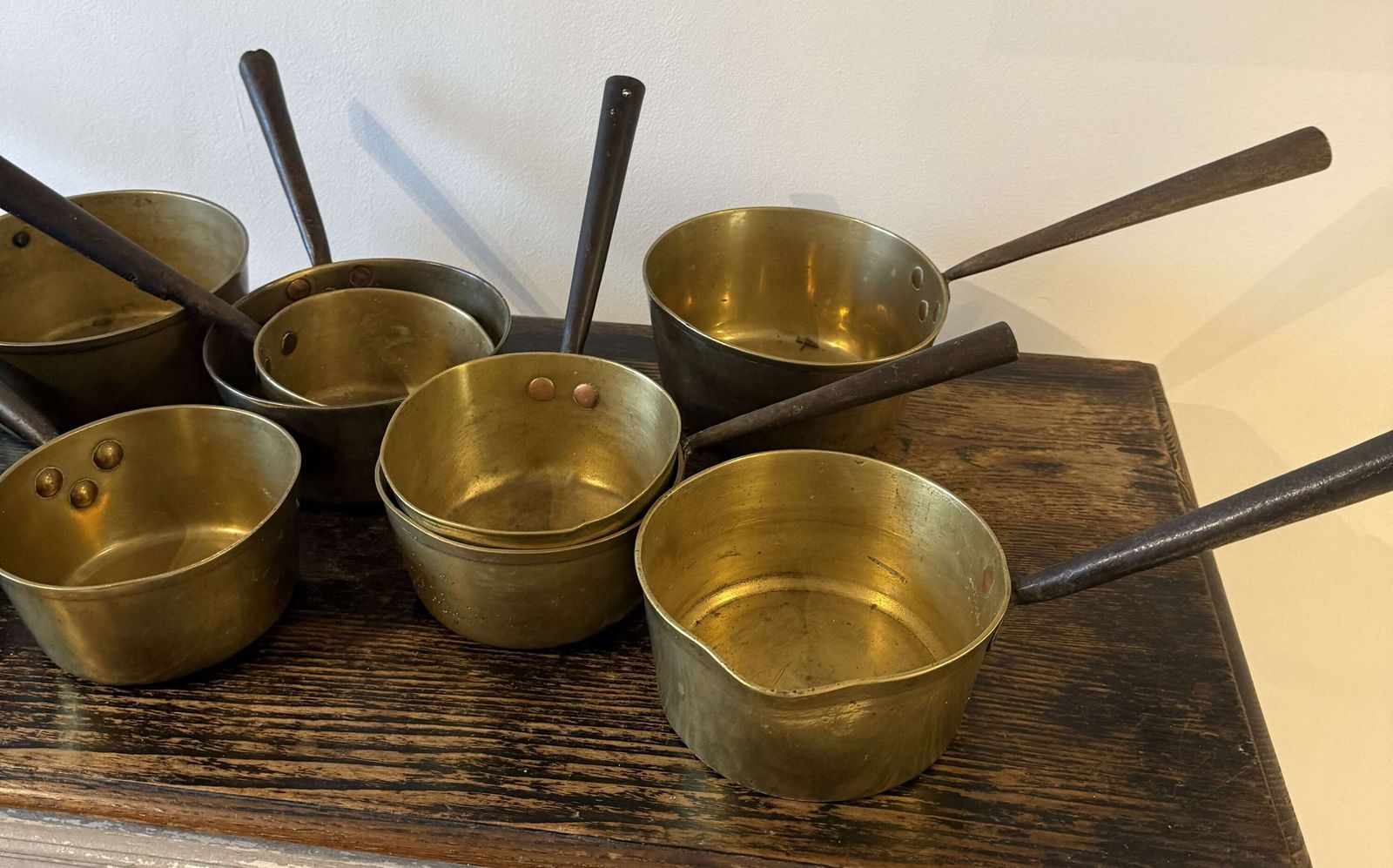 Collection Of 9x Antique French Saucepans photo 285.0