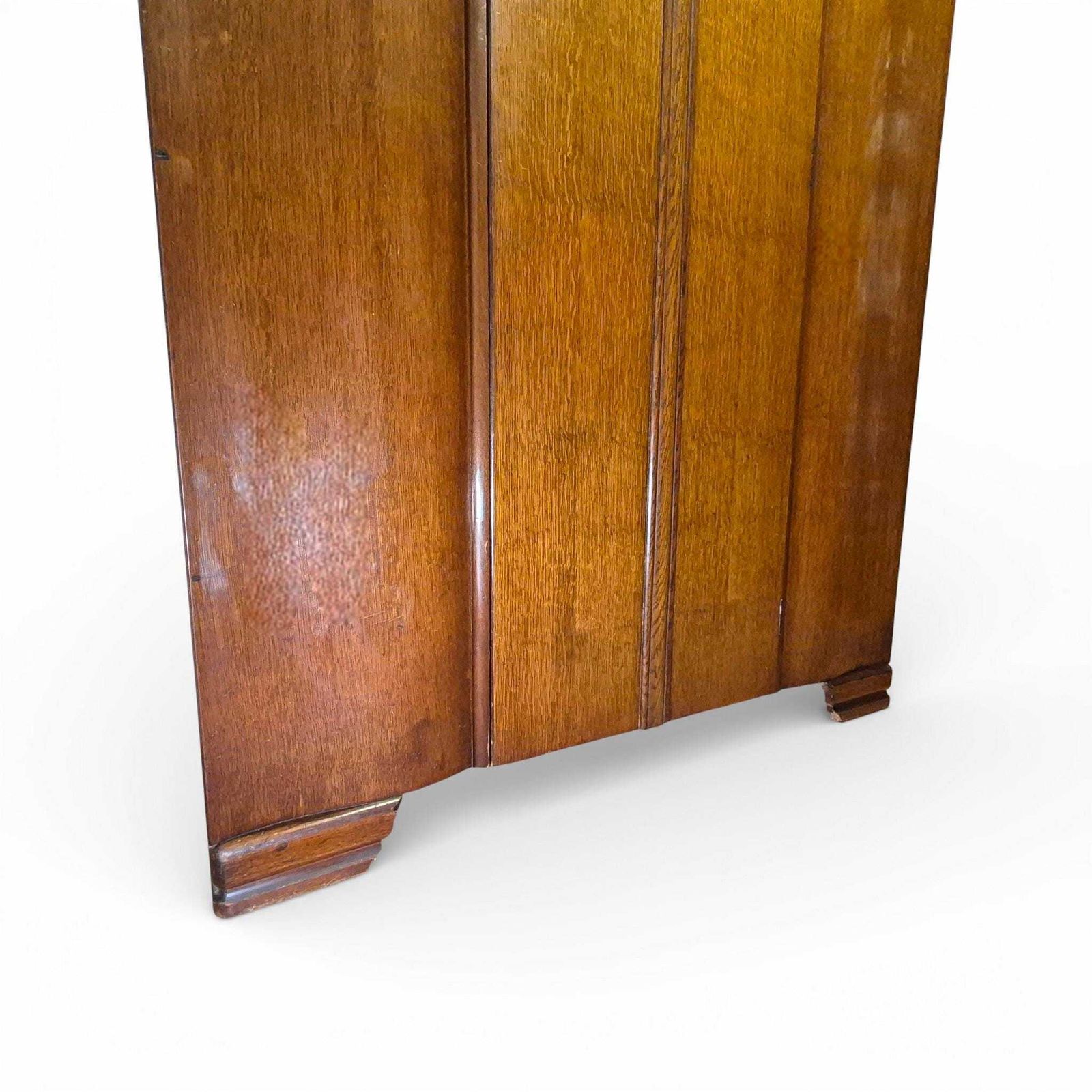 Art Deco Lebus Wardrobe 1930s | Oak Veneer Gentleman’s Wardrobe | Vintage Bedroom Storage photo vinterior