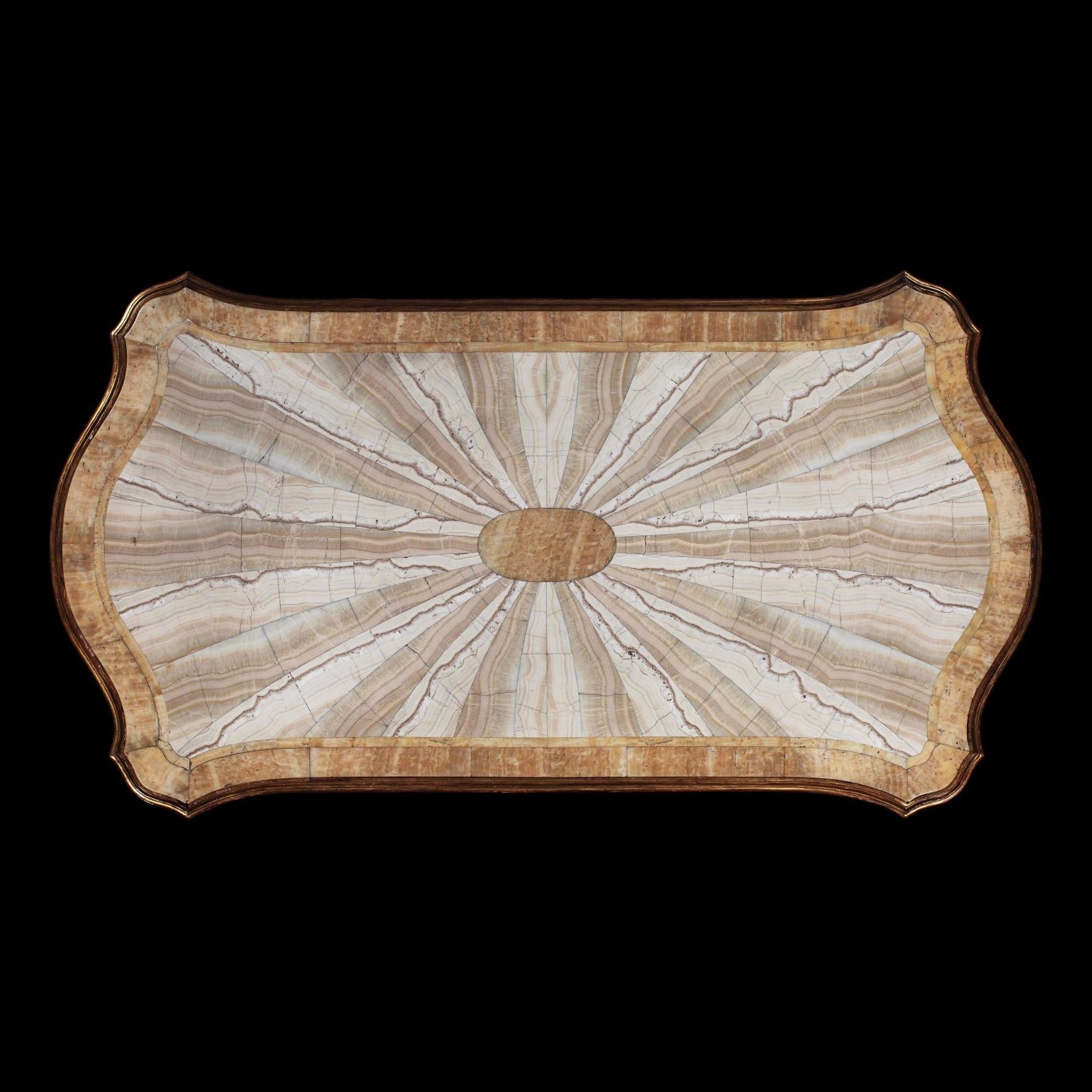 photo furniture Outstanding Italian Carved Wood Polychrome Centre Table With Onyx Top By Amleto Bertoni