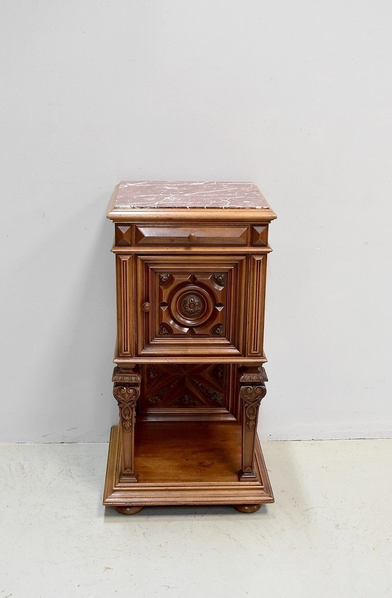 Renaissance Sculpted High Bedside Table, 1900