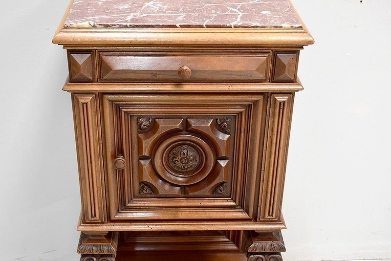 Renaissance Sculpted High Bedside Table, 1900 photo for sale
